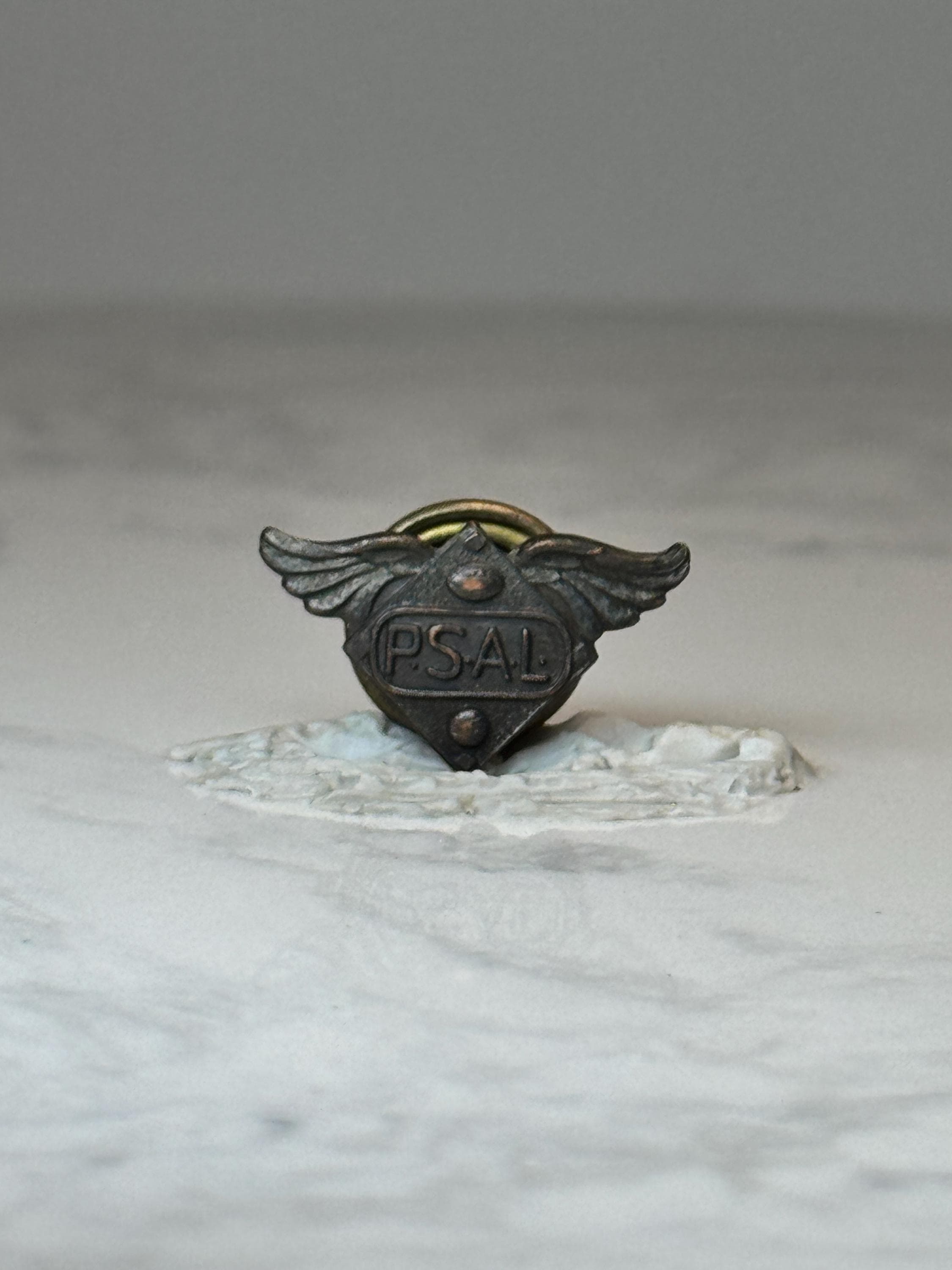 Vintage PSAL Athletic Pin: Winged Bronze Tone - School Sports Award