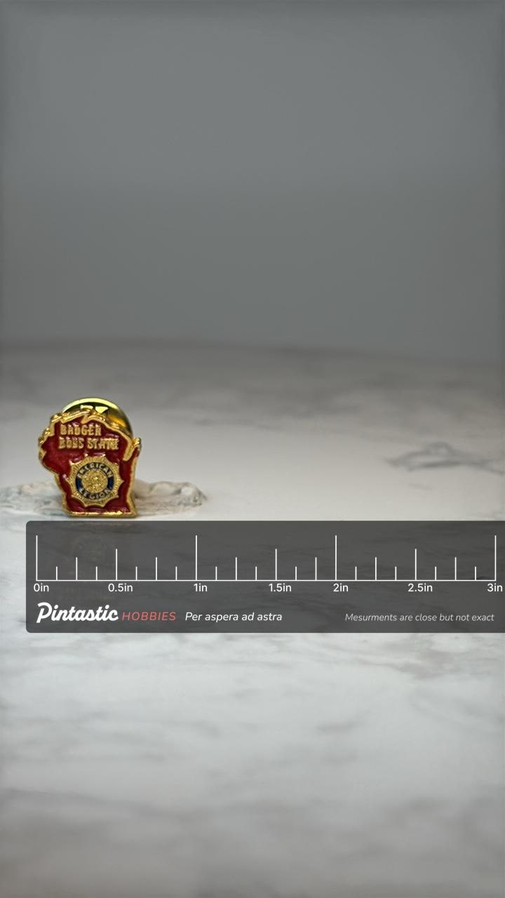 Vintage Badger Boys State Pin: American Legion Wisconsin Youth Program with ruler overlay for size reference