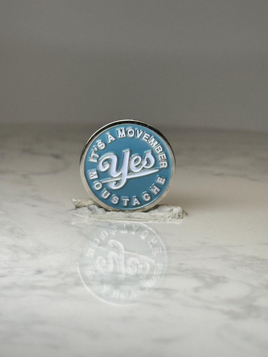 Movember Mustache Enamel Pin: Blue Silver - November Accessory