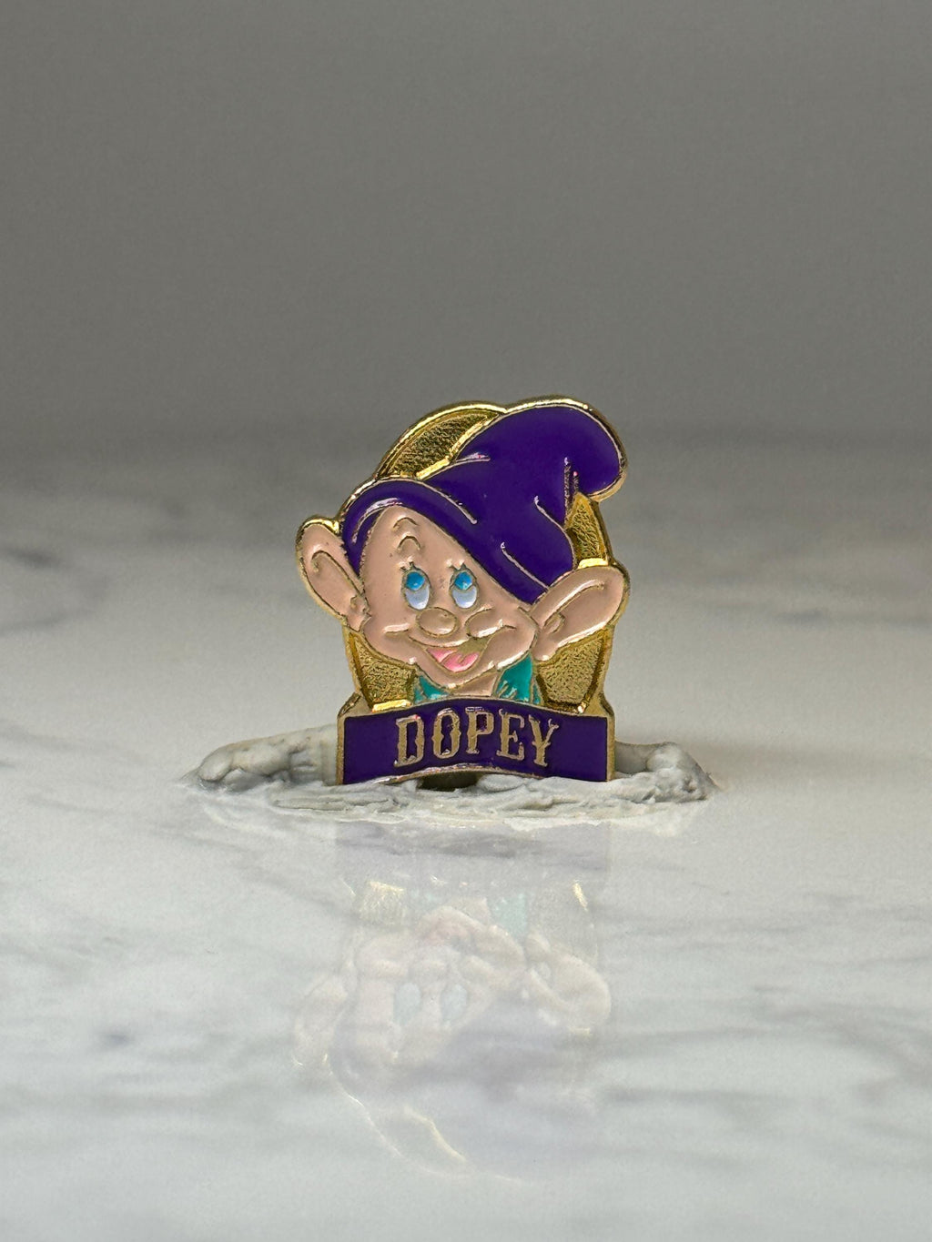 Vintage Dopey Character Pin: Purple Enamel Gold Tone - Disney Accessory