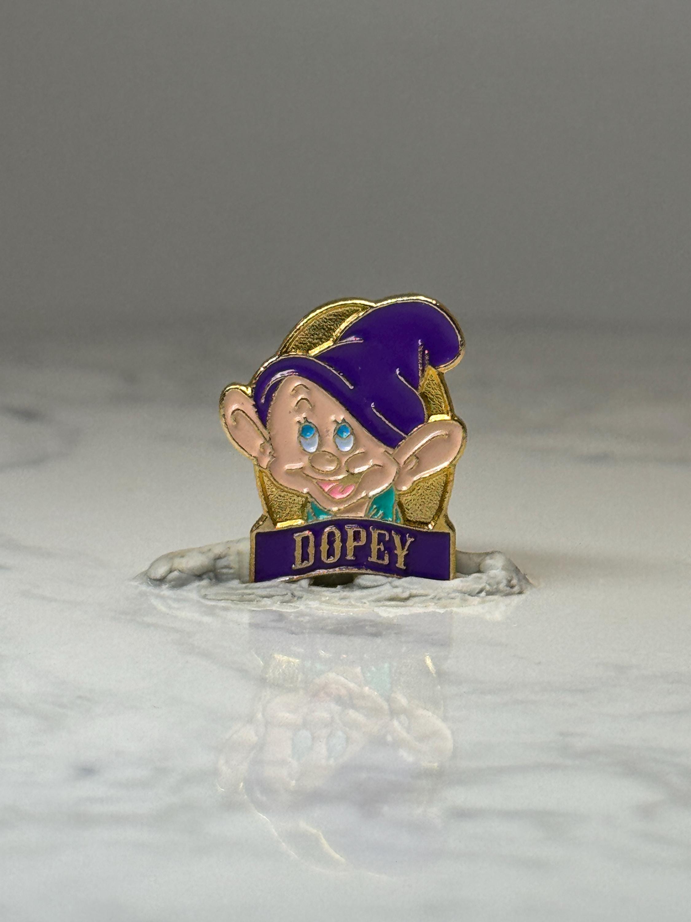 Vintage Dopey Character Pin: Purple Enamel Gold Tone - Disney Accessory