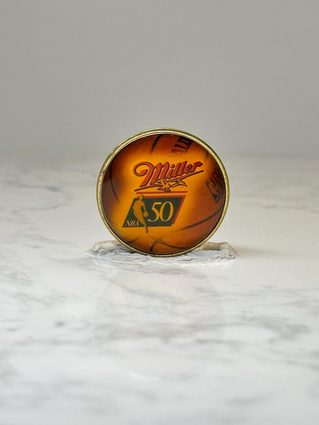 Vintage Miller NBA 50 Basketball Pin: Amber Dome - 1990s Sports Promo