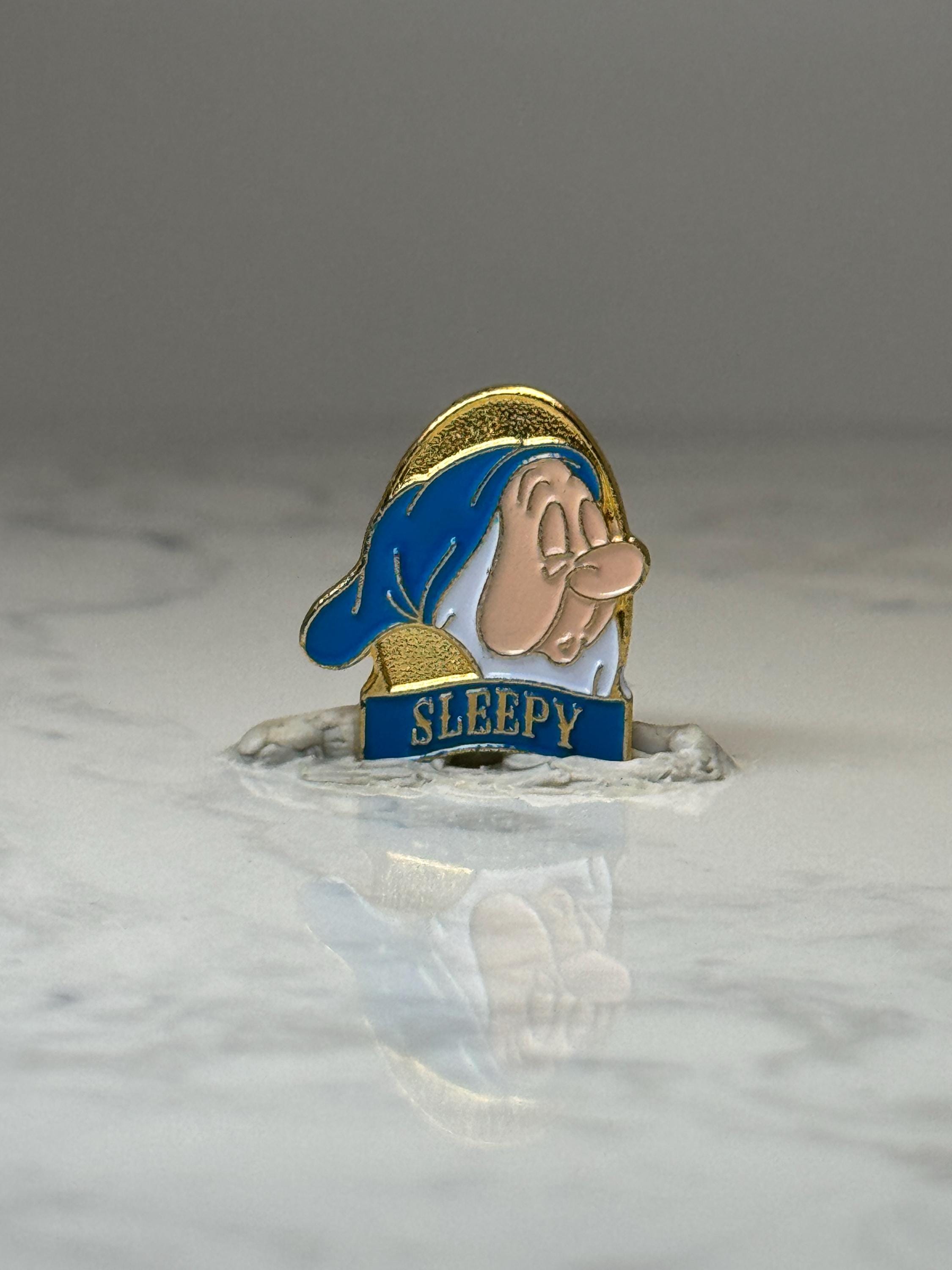 Vintage Disney Sleepy Dwarf Enamel Pin: Gold Tone - 1990s Accessory