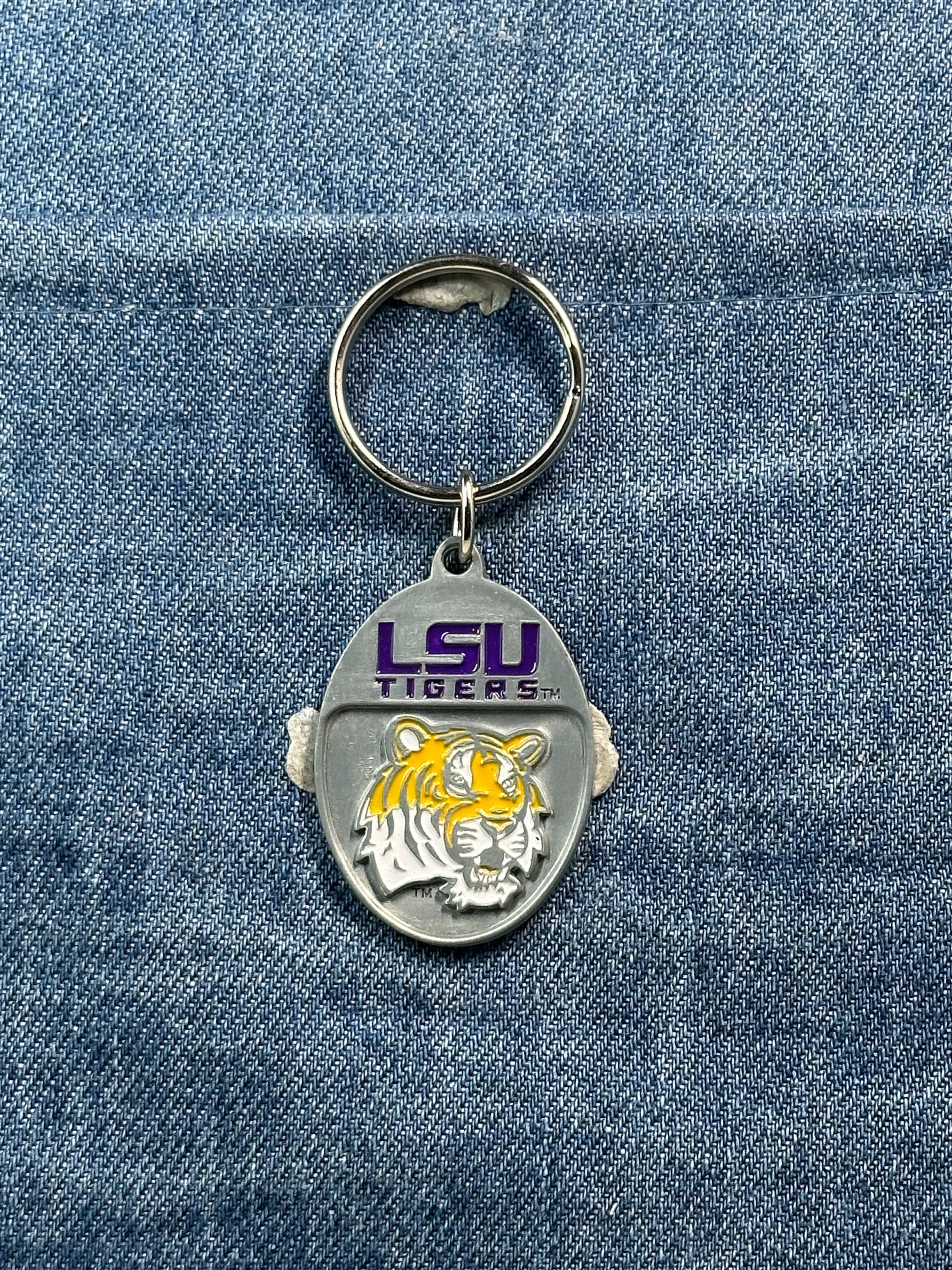 Vintage LSU Tigers Keychain: Silver Tone Metal - College Sports Accessory