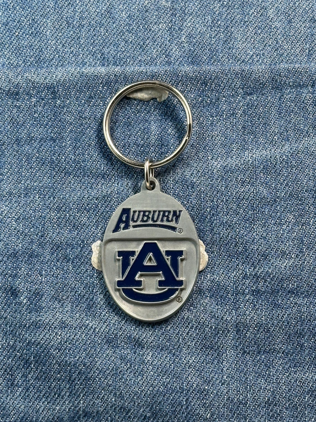 Vintage Auburn University Keychain: Blue Enamel Metal - College Accessory