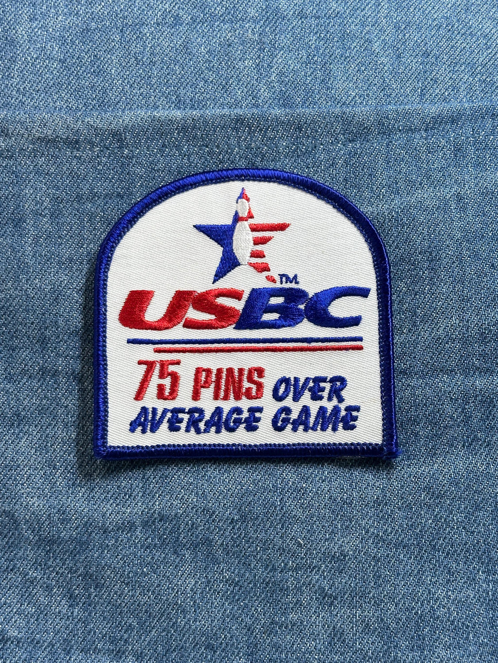 USBC 75 Pins Over Average Patch: Red White Blue - Bowling Award