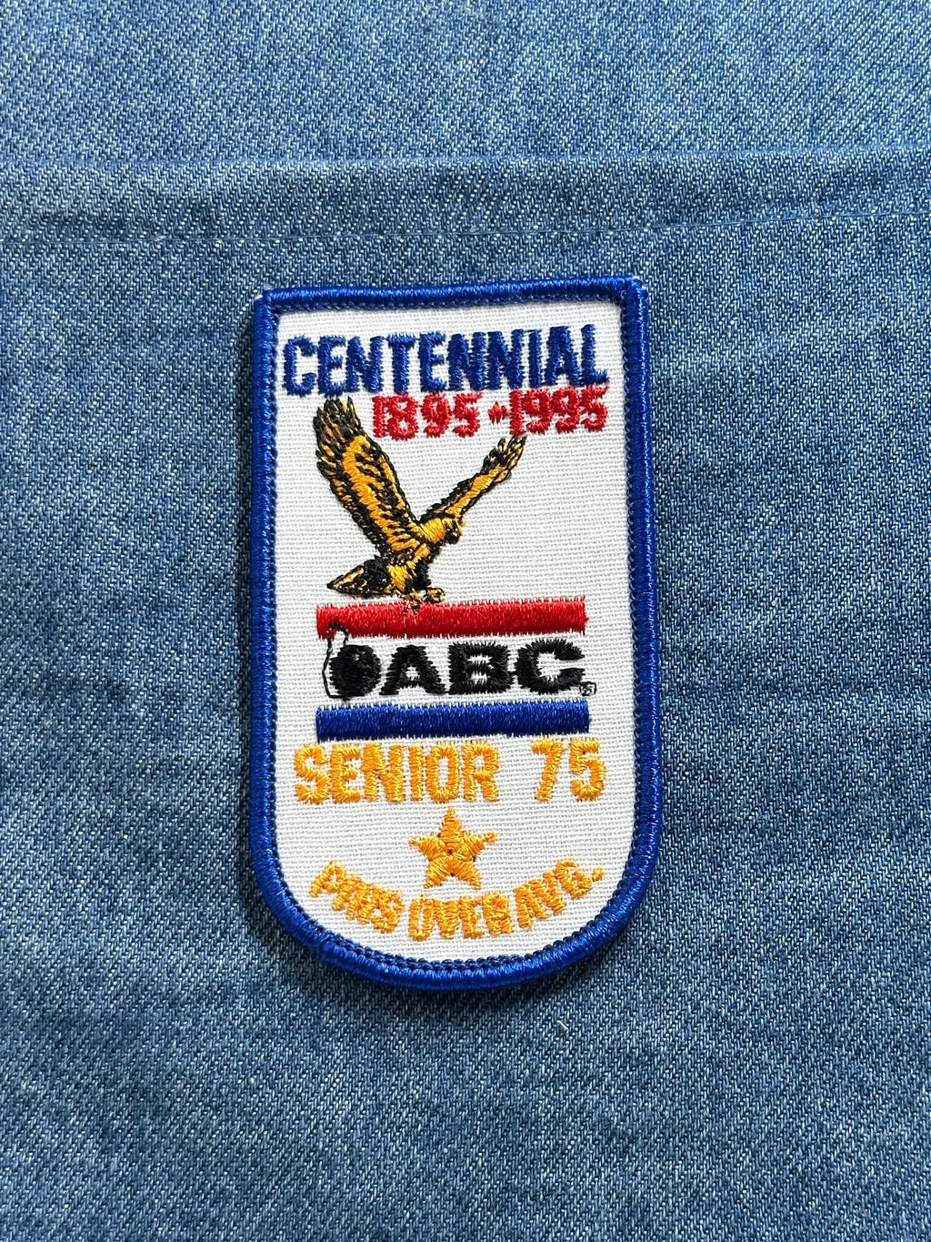 ABC Bowling Patch Centennial 1895-1995 Senior 75 Pins Over Average Vintage
