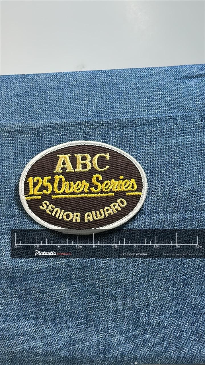 ABC Bowling Patch 125 Over Series Senior Award Vintage with ruler overlay for size reference