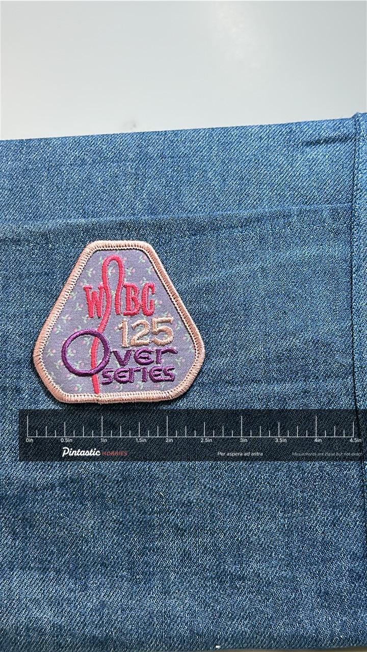 WIBC 125 Over Series Patch Vintage Bowling Award Embroidered with ruler overlay for size reference