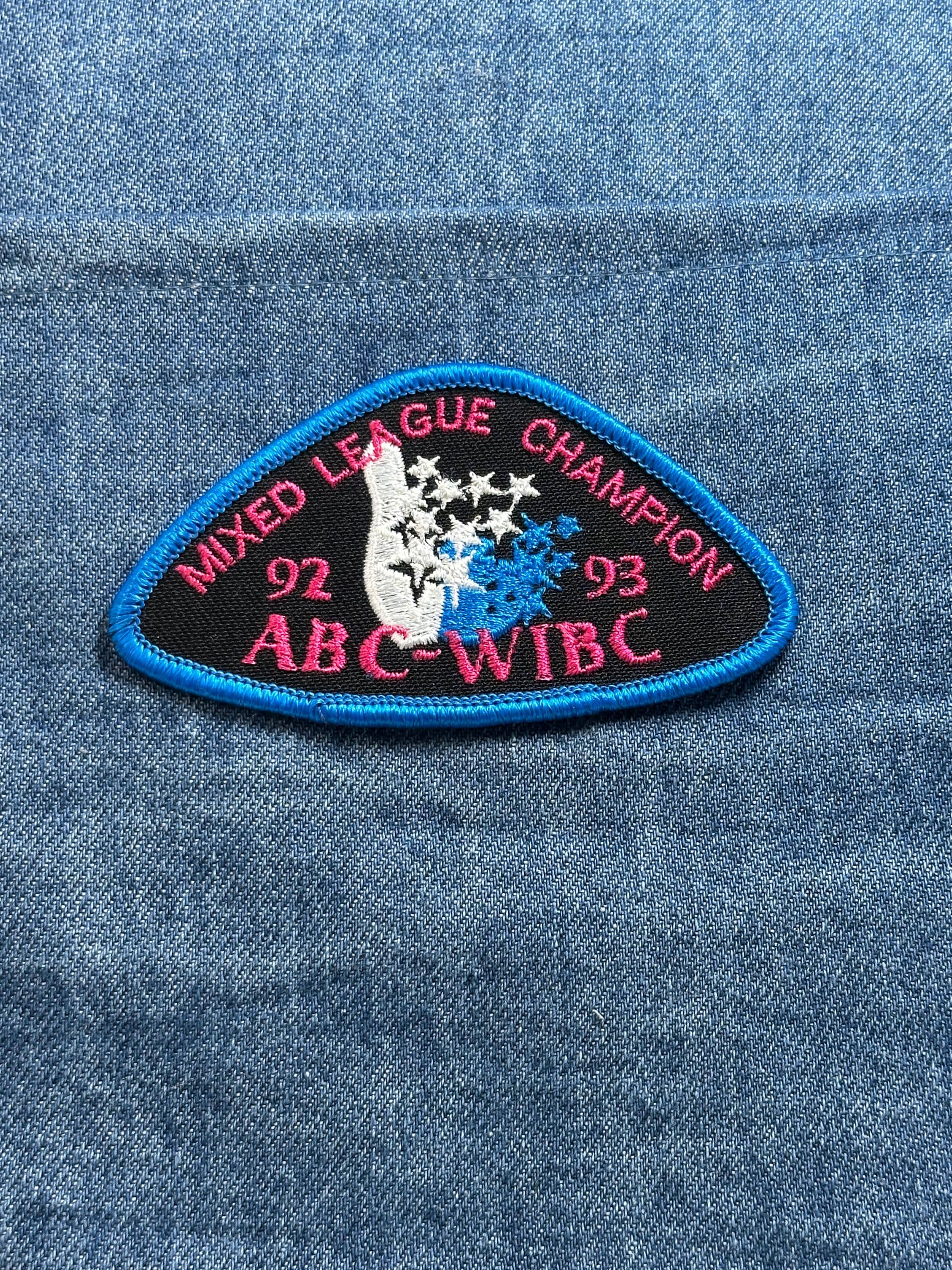 ABC WIBC Mixed League Champion Patch 1992 1993 Vintage Bowling Award