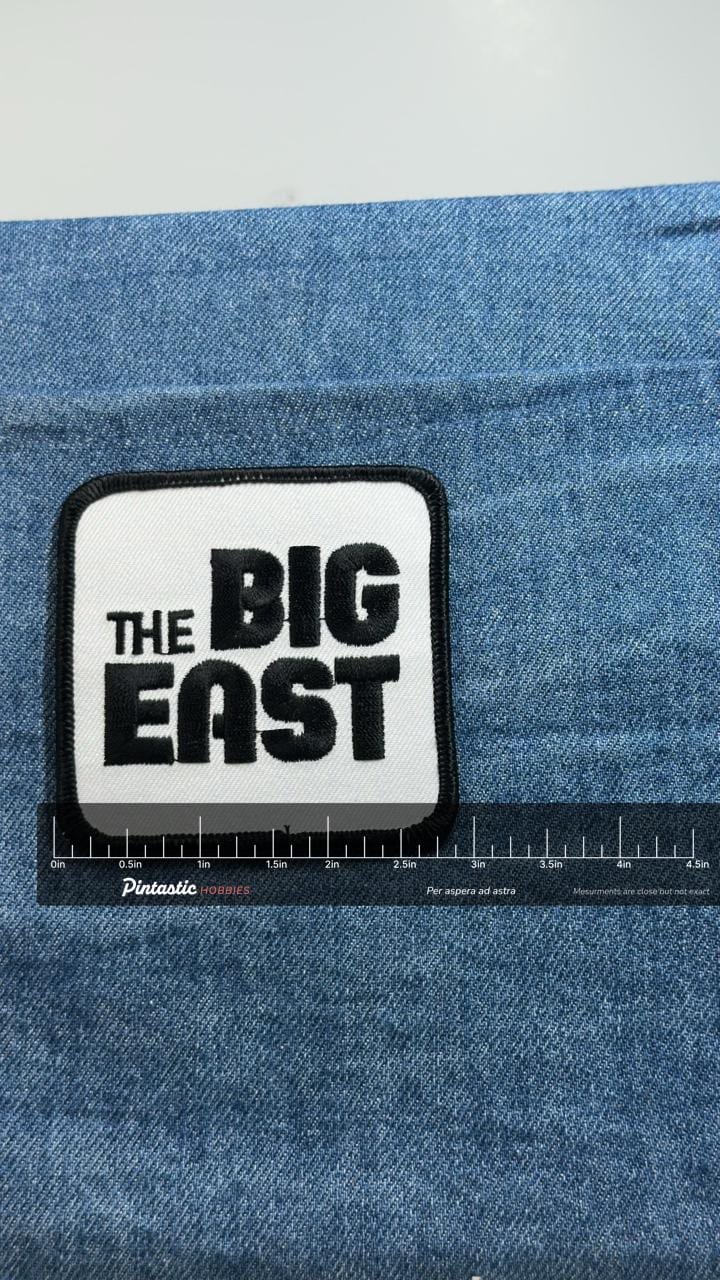 Big East Conference Patch: Black White - College Sports Accessory with ruler overlay for size reference