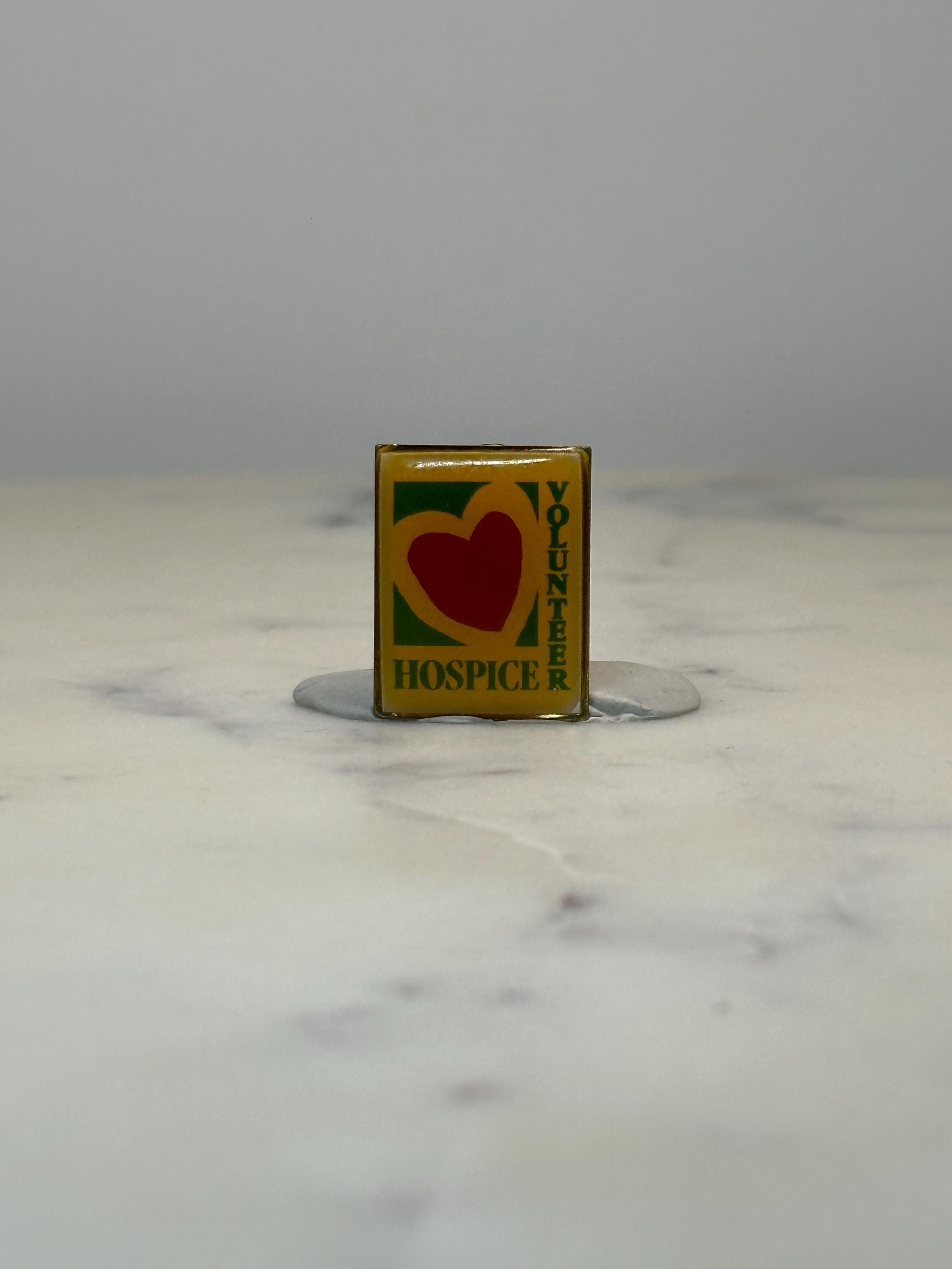 Vintage Volunteer Hospice Pin: Red Heart Enamel - Charity Accessory
