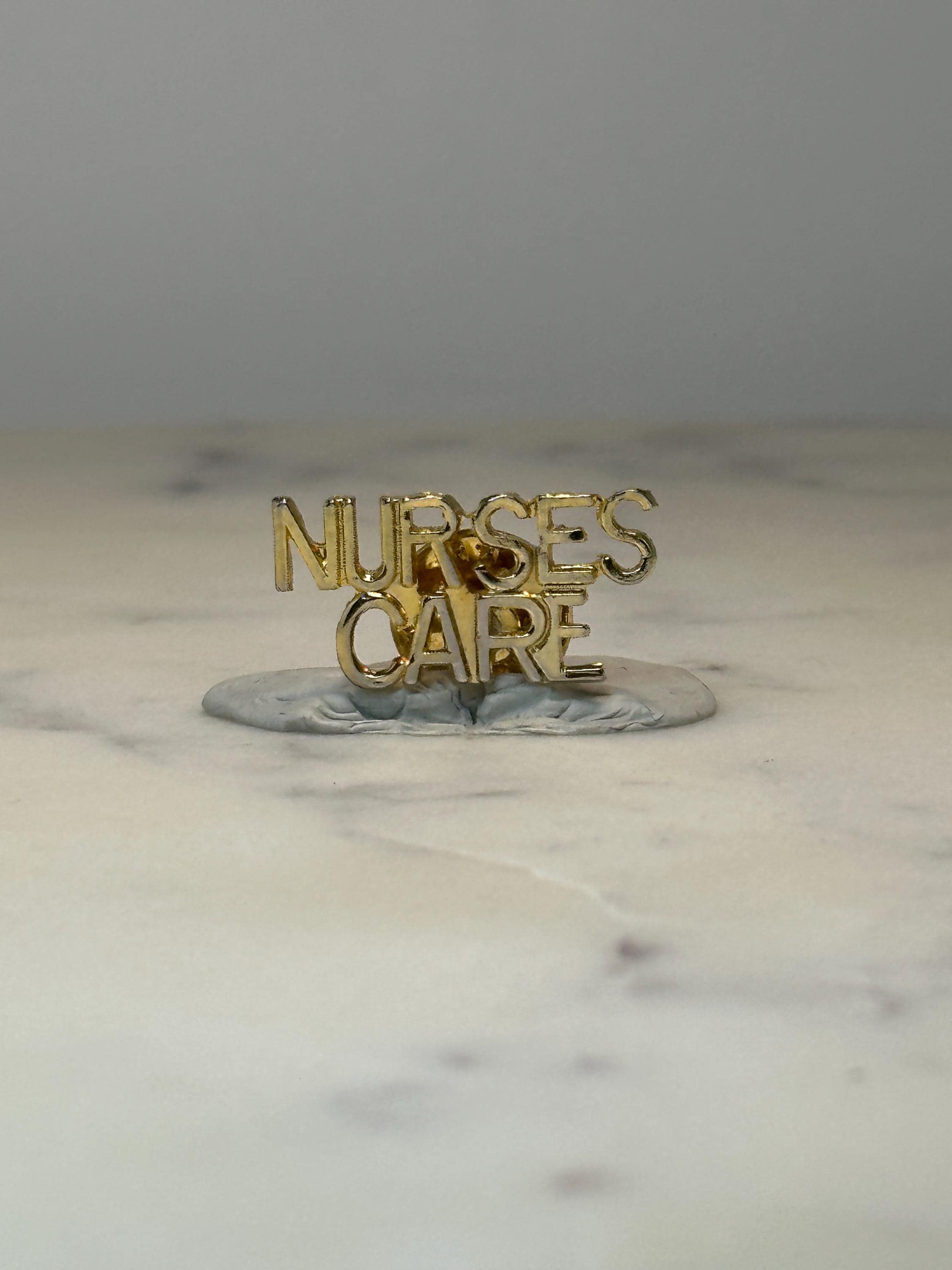 Nurses Care Lettering Pin: Gold Tone - Healthcare Career Accessory