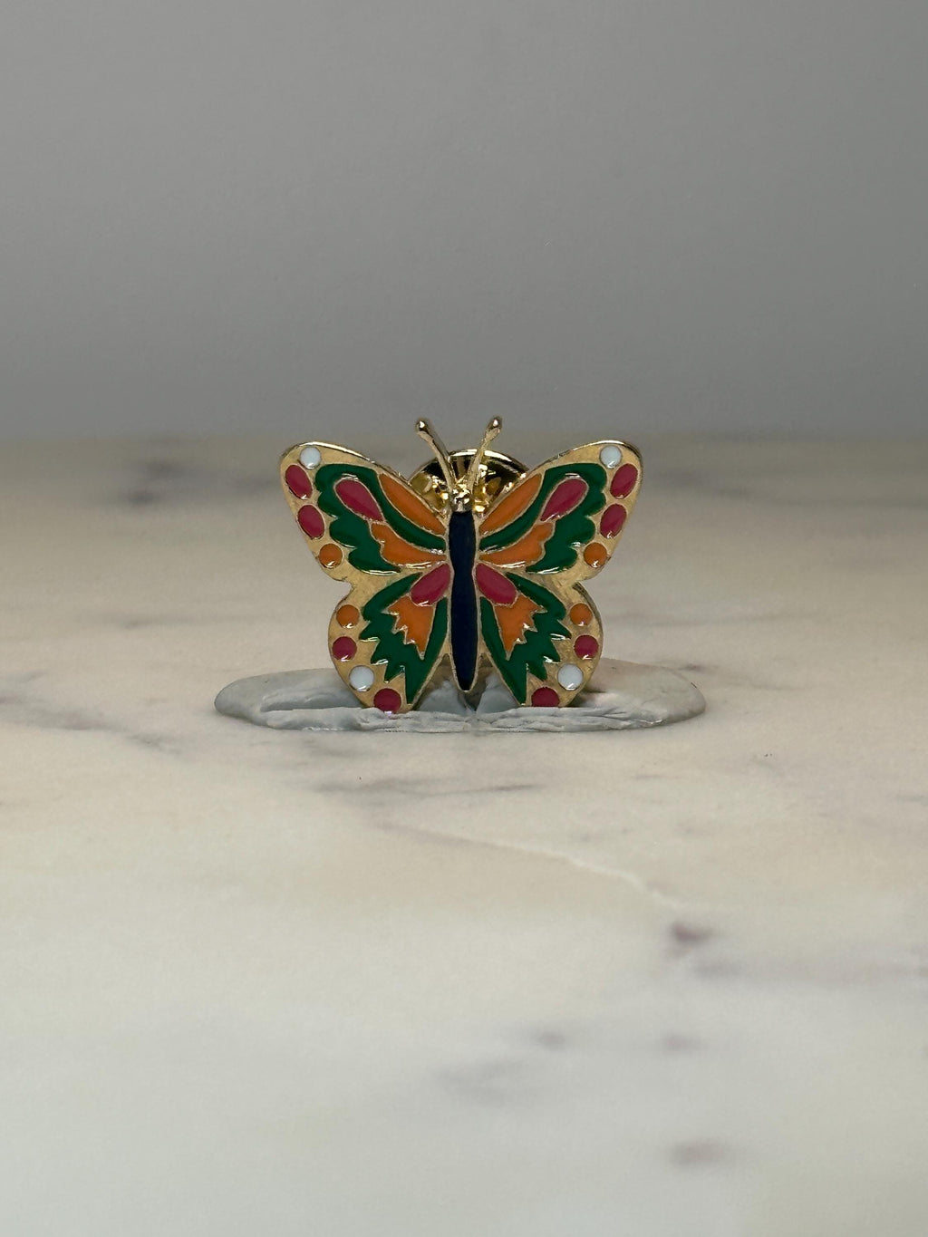 Butterfly Enamel Lapel Pin: Gold Tone Multicolor - Nature Accessory
