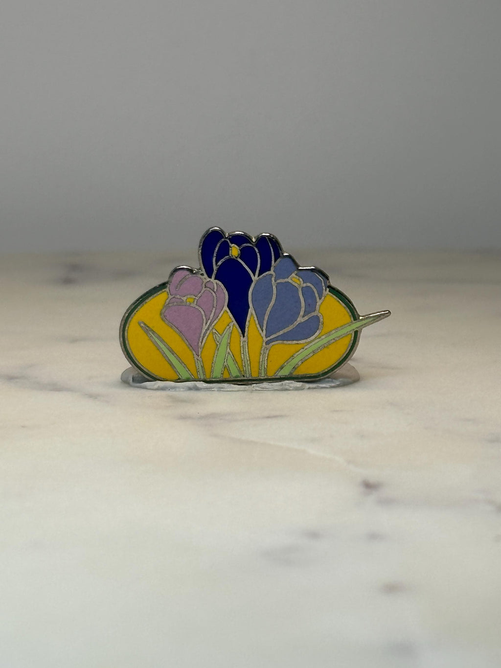Crocus Flower Enamel Pin: Multicolor Cloisonne - Spring Garden Accessory