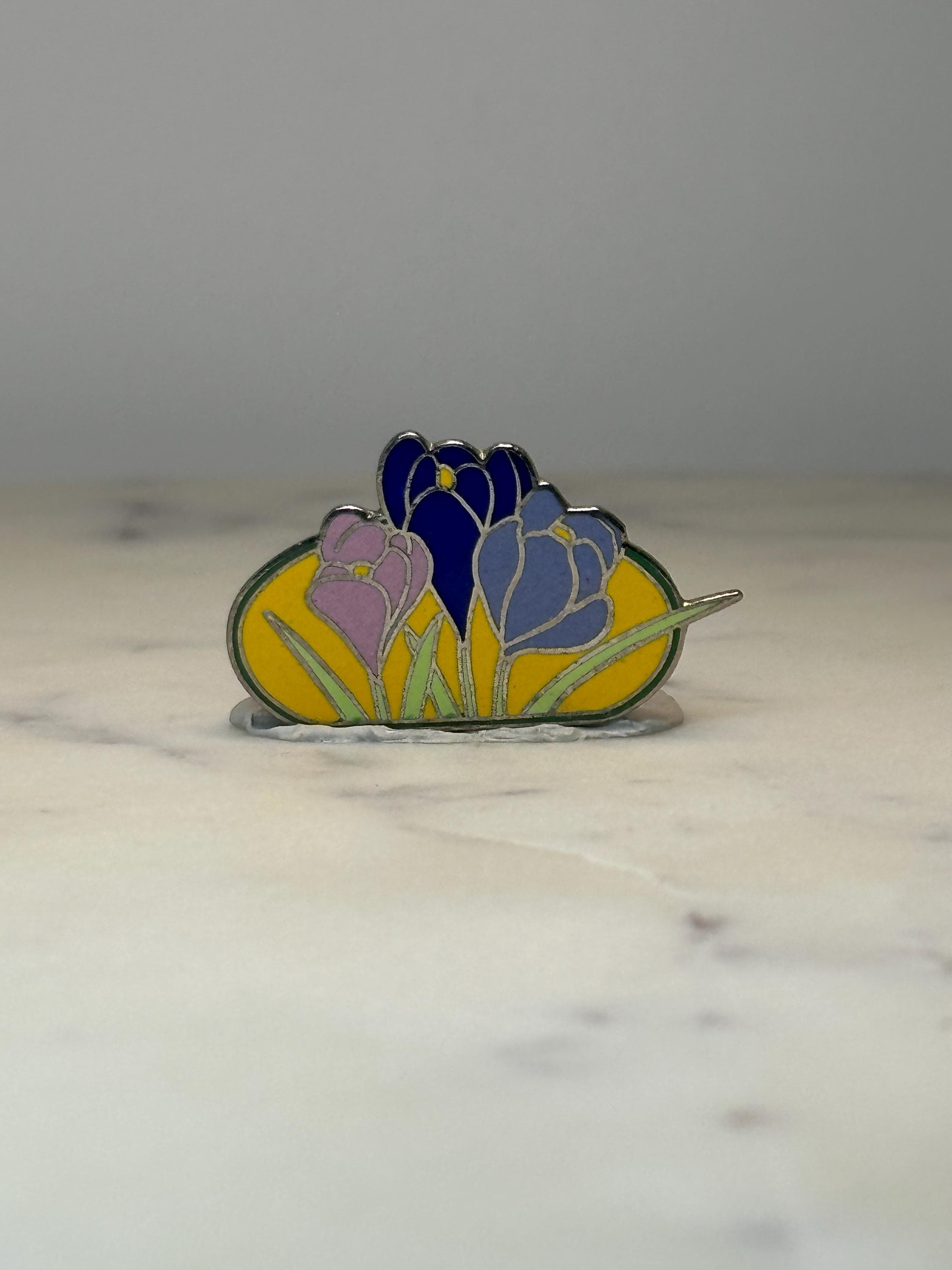Crocus Flower Enamel Pin: Multicolor Cloisonne - Spring Garden Accessory