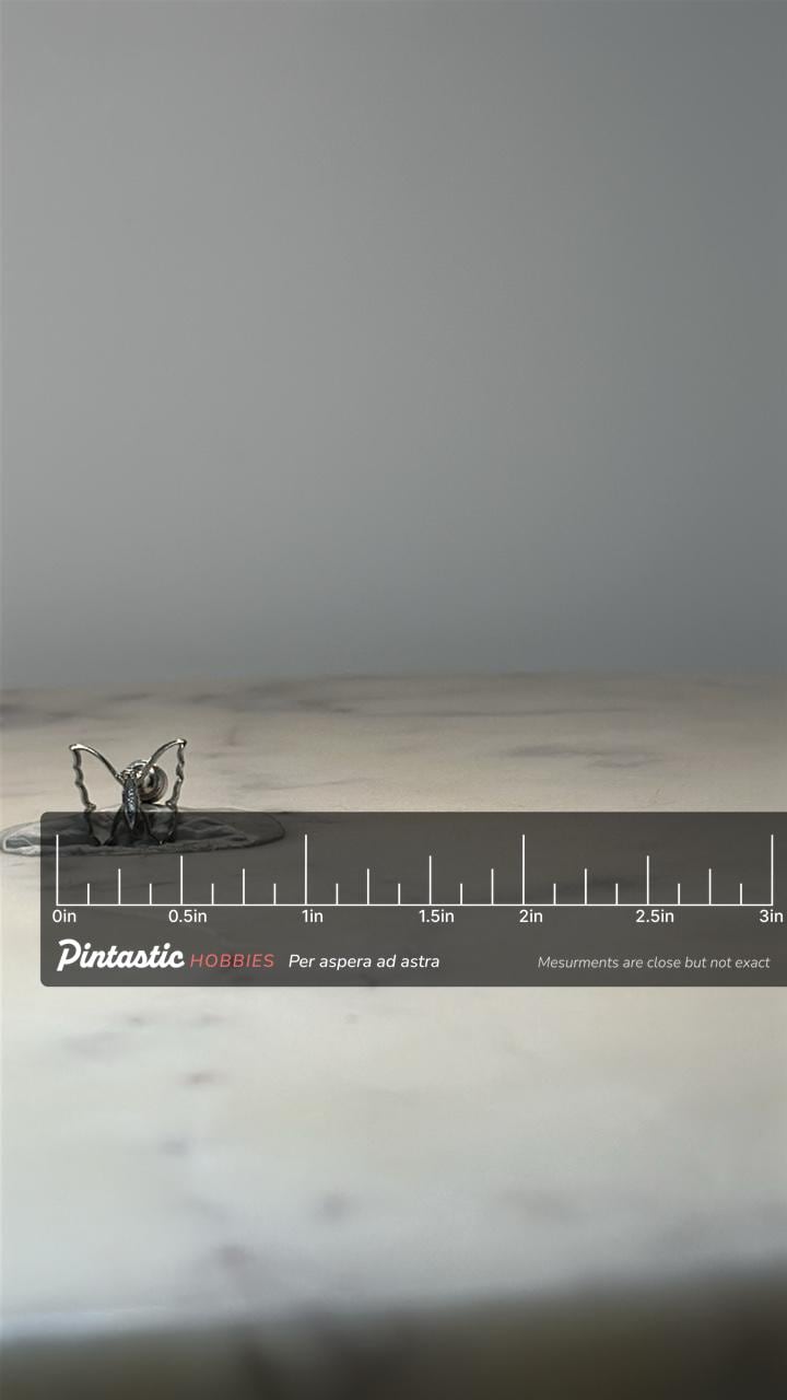 Butterfly Silhouette Lapel Pin: Silver Tone Metal - Nature Accessory with ruler overlay for size reference