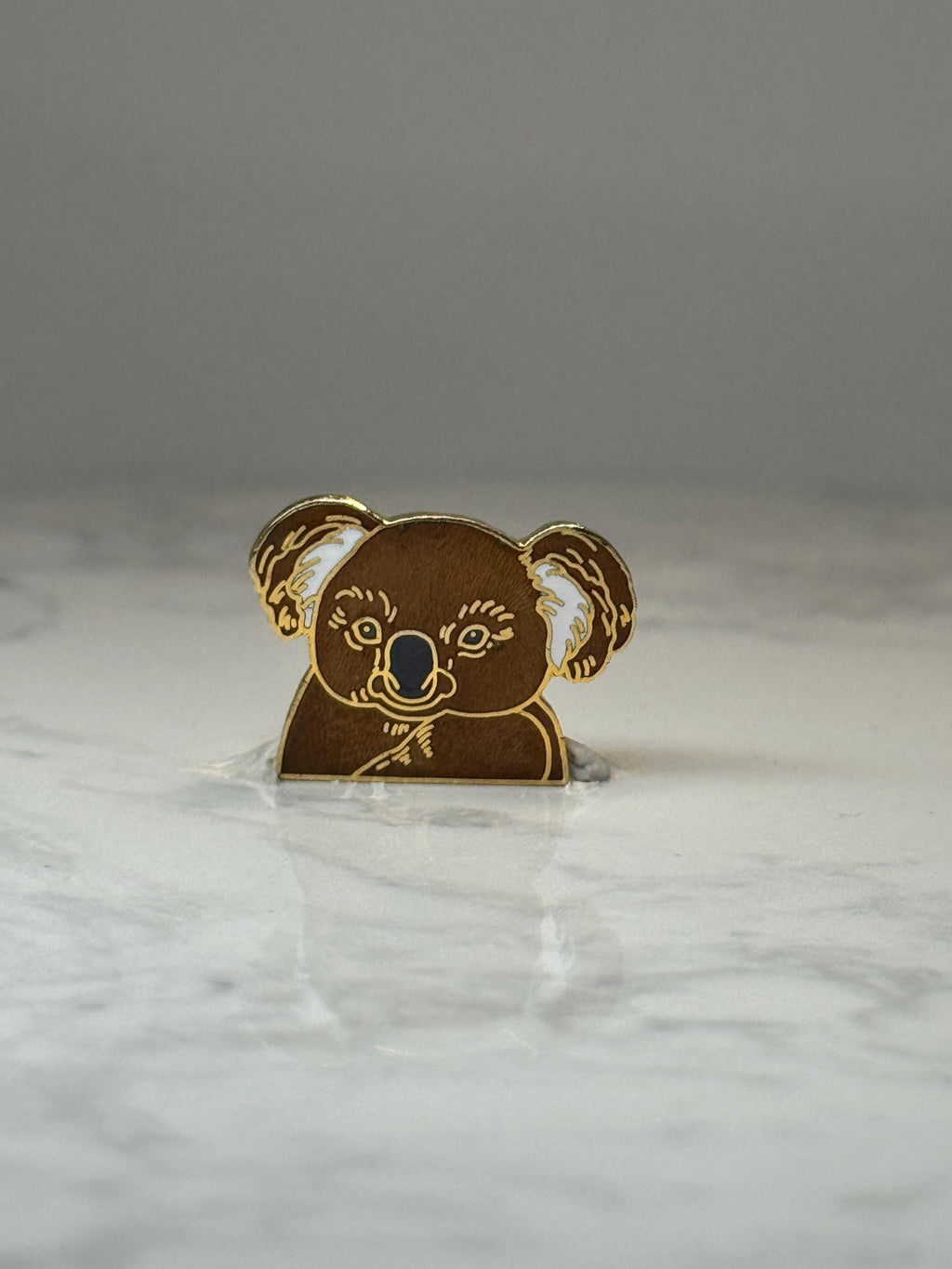 Koala Bear Enamel Pin: Brown Gold Tone - Vintage Animal Accessory