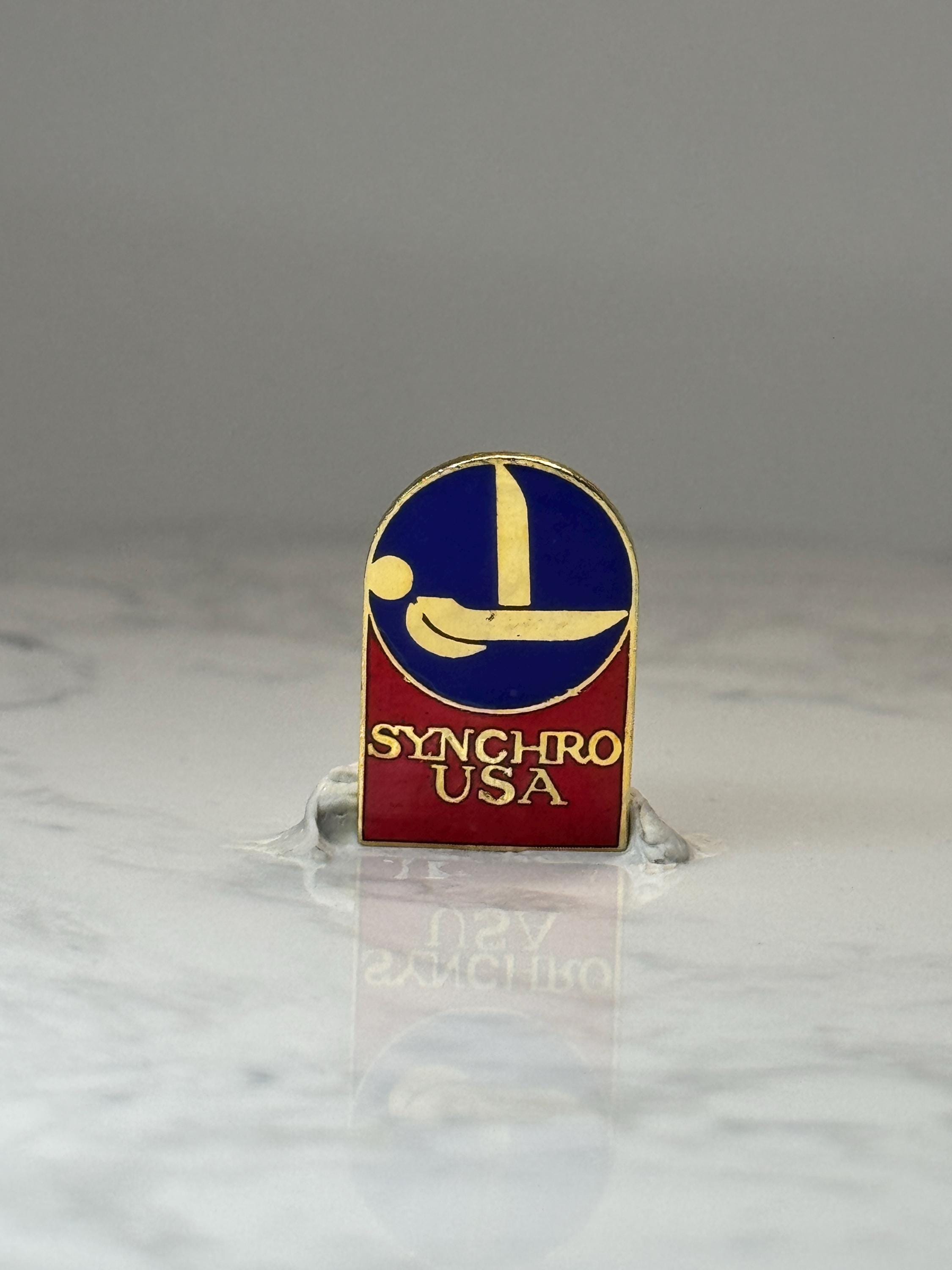 Synchro USA Synchronized Swimming Enamel Pin Vintage USA Aquatics Sports Lapel Pin