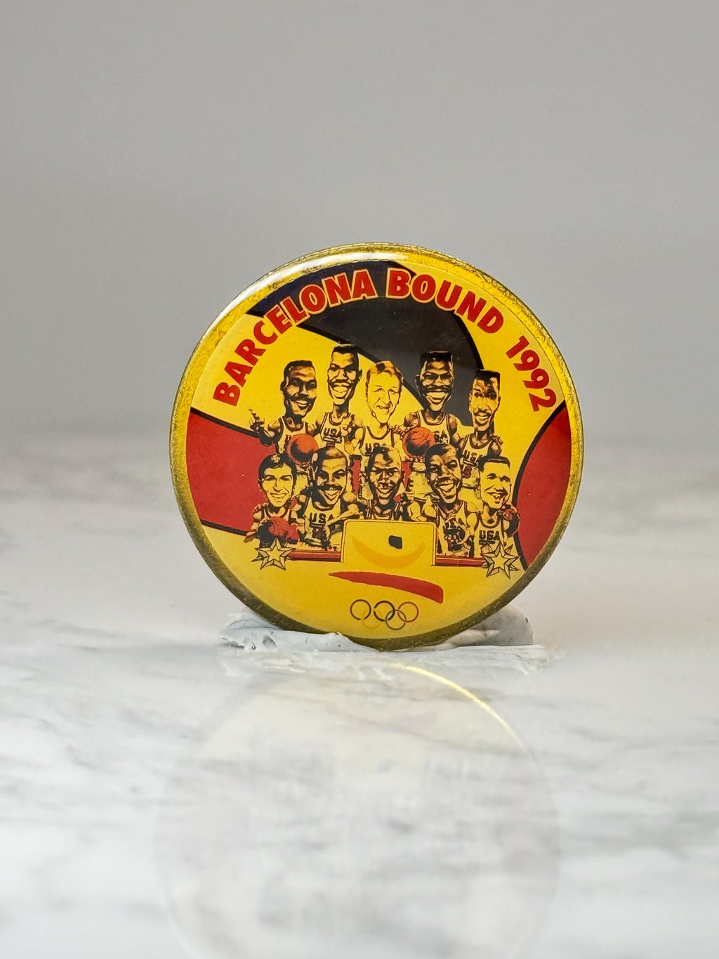 Barcelona Bound 1992 Olympic Basketball Pin: Gold Tone - USA Team