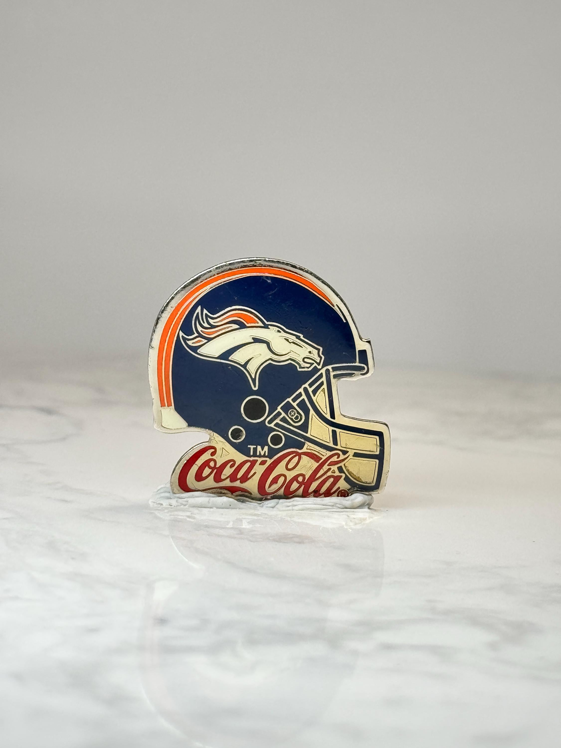 Denver Broncos Helmet Lapel Pin: Enamel Coca Cola NFL Accessory