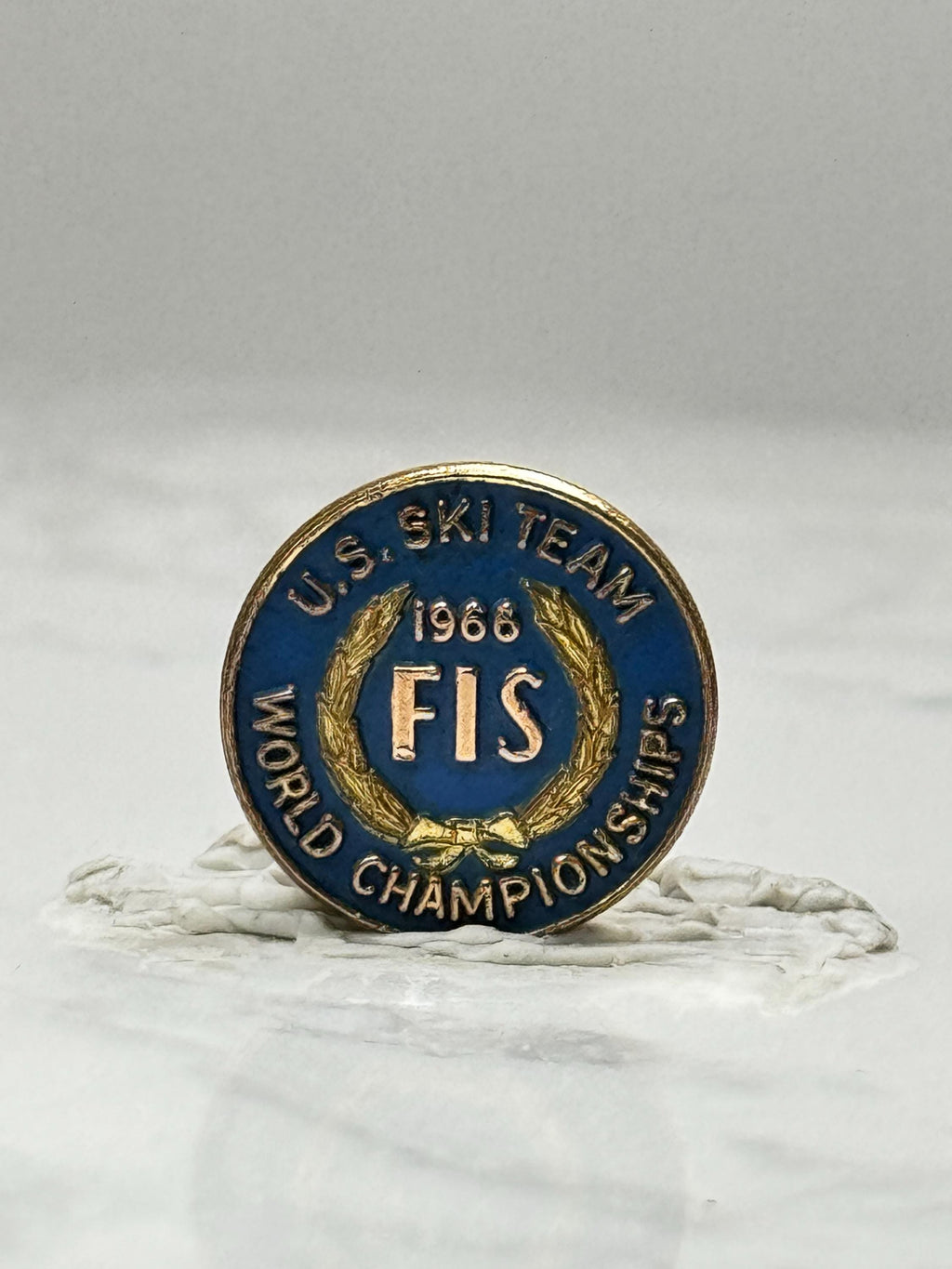 U.S. Ski Team FIS Pin: Blue Gold Enamel - 1966 World Champion