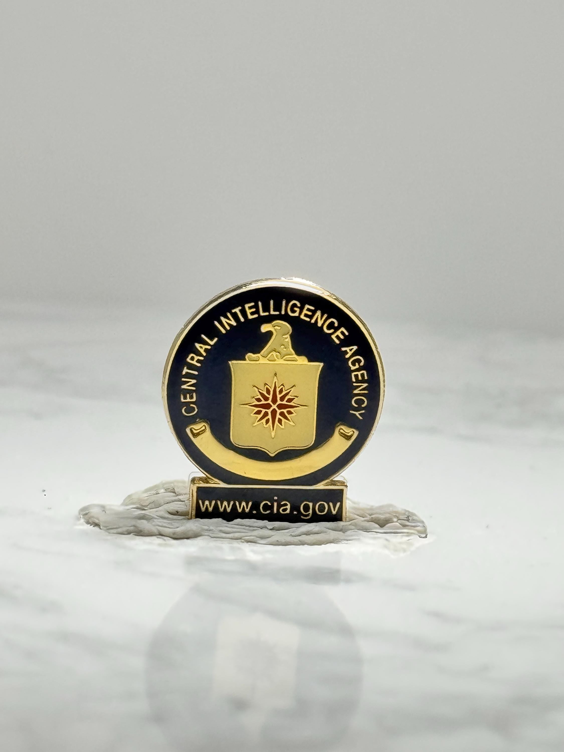 CIA Emblem Lapel Pin: Gold Tone Enamel - US Intelligence Accessory