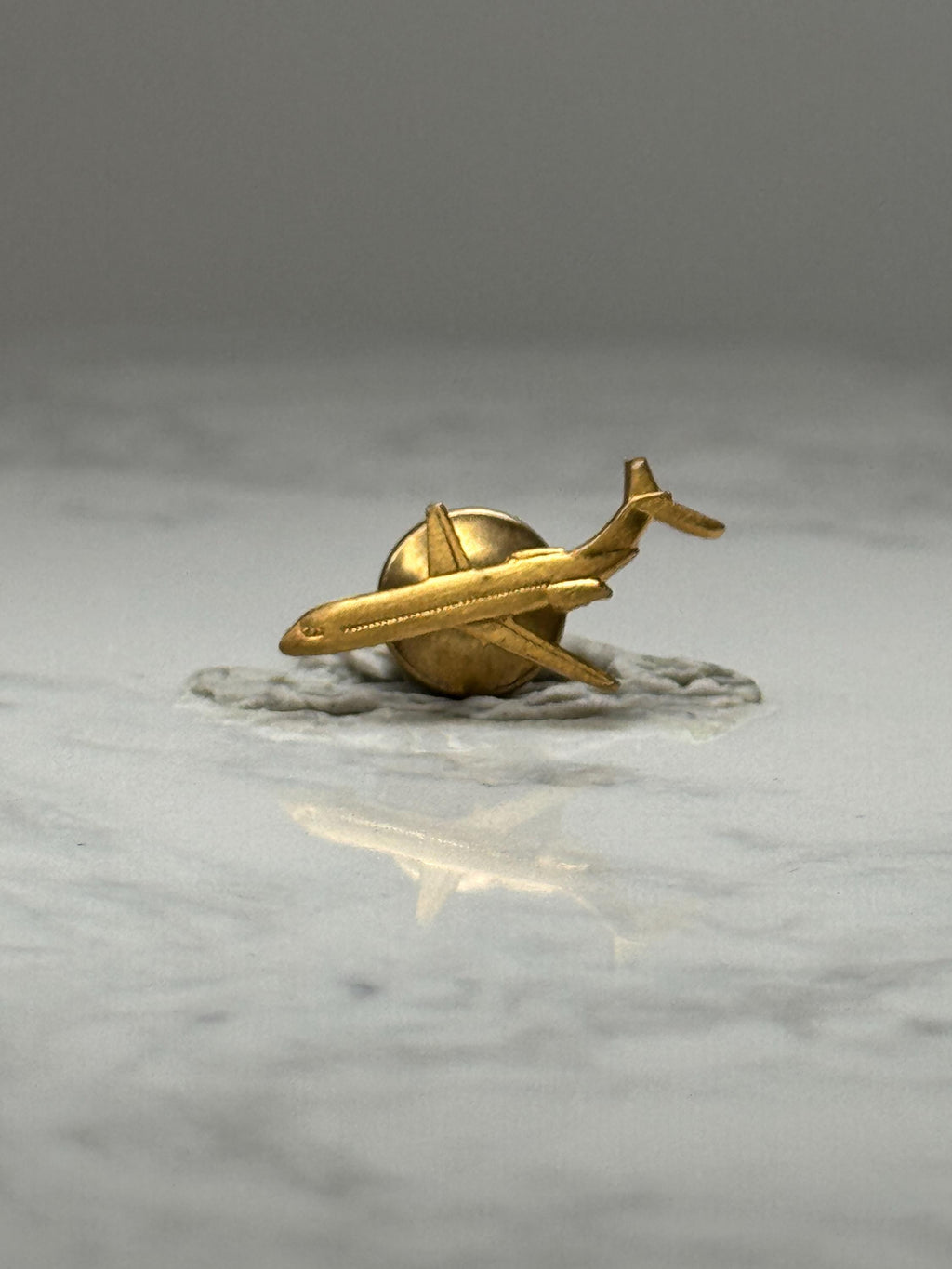 Airplane Jet Lapel Pin: Gold Tone Metal - Aviation Travel Accessory