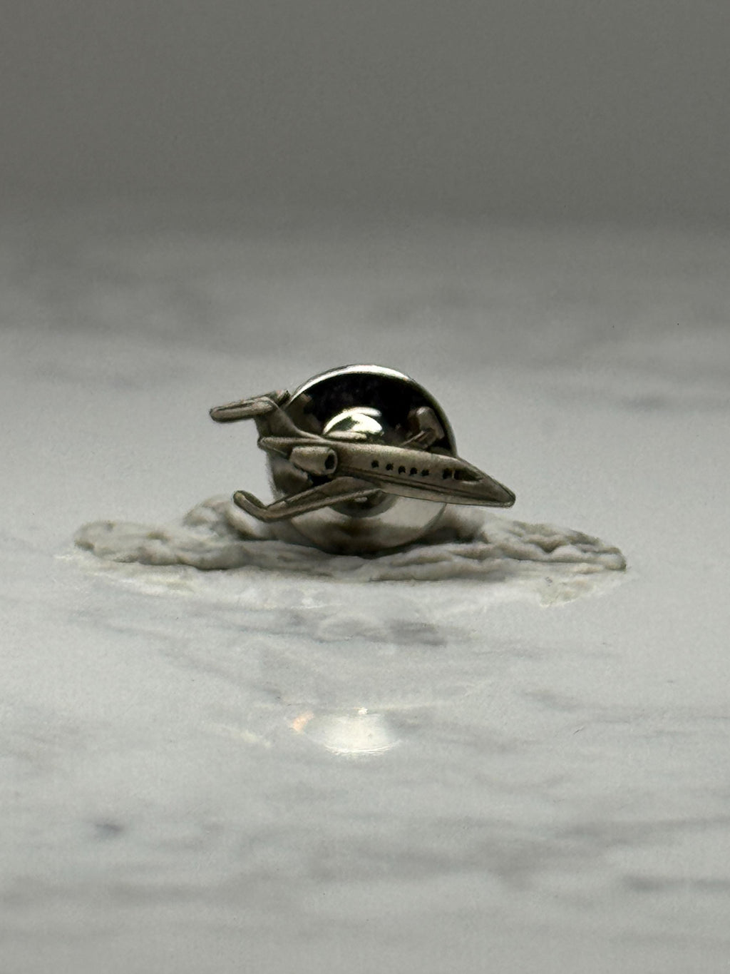 Airplane Jet Lapel Pin: Silver Tone Metal - Aviation Accessory