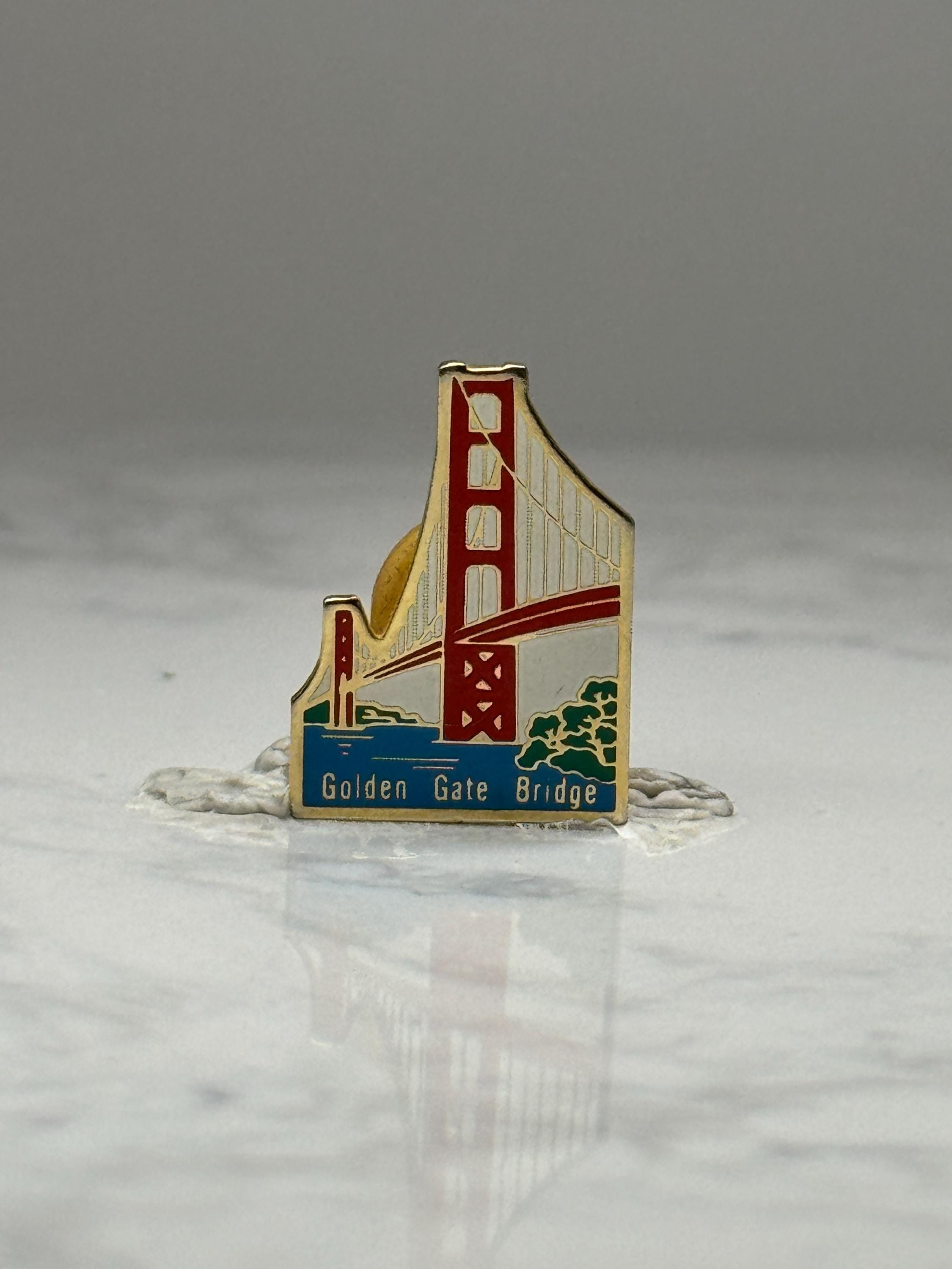 Golden Gate Bridge Souvenir Pin: Enamel Gold Tone - Travel Landmark Accessory