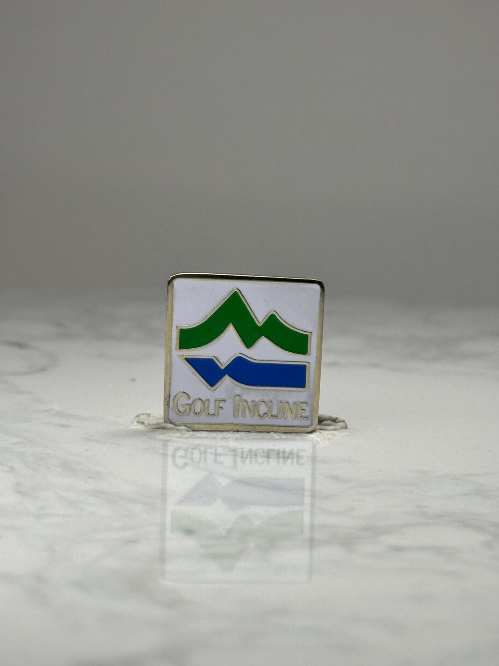 Golf Incline Logo Lapel Pin: Green Blue Enamel - Golf Accessory