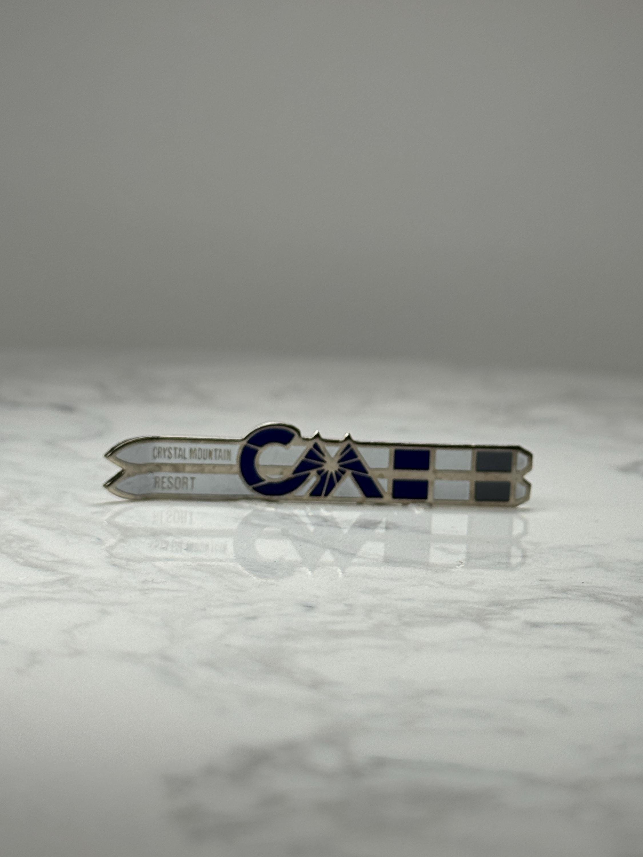 Crystal Mountain Resort Ski Pin: Blue White Enamel - Ski Lodge Souvenir