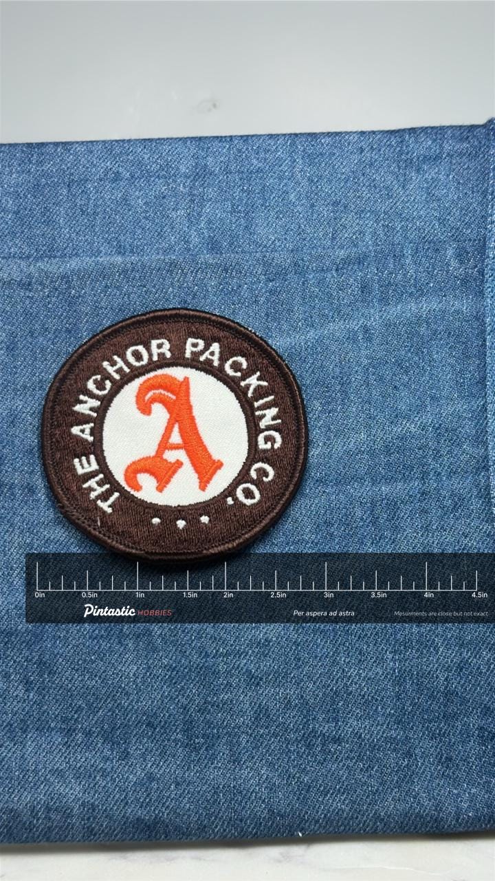 The Anchorage A Patch: Brown & Orange - Restaurant Accessory with ruler overlay for size reference