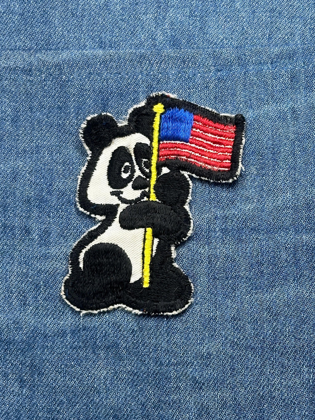 Panda with American Flag Patch: Black & White - Patriotic Accessory