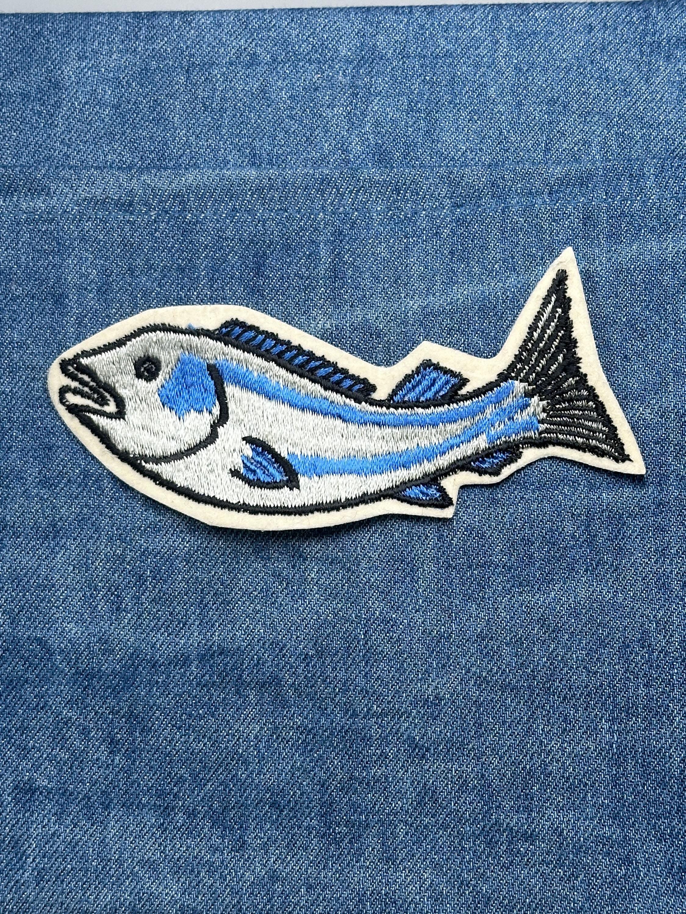 Blue Fish Patch: Black Trim - Nautical Nature Accessory