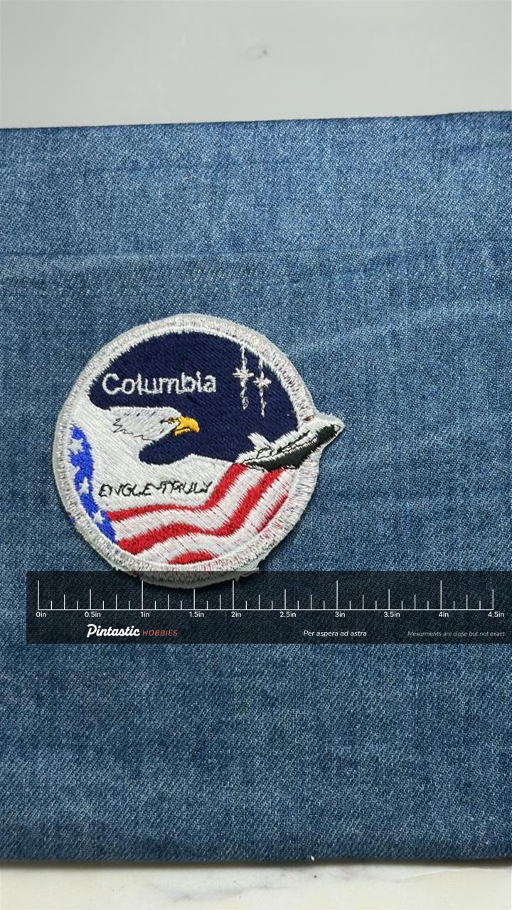 NASA STS-2 Columbia Eagle Talon Space Shuttle Mission Patch Embroidered with ruler overlay for size reference