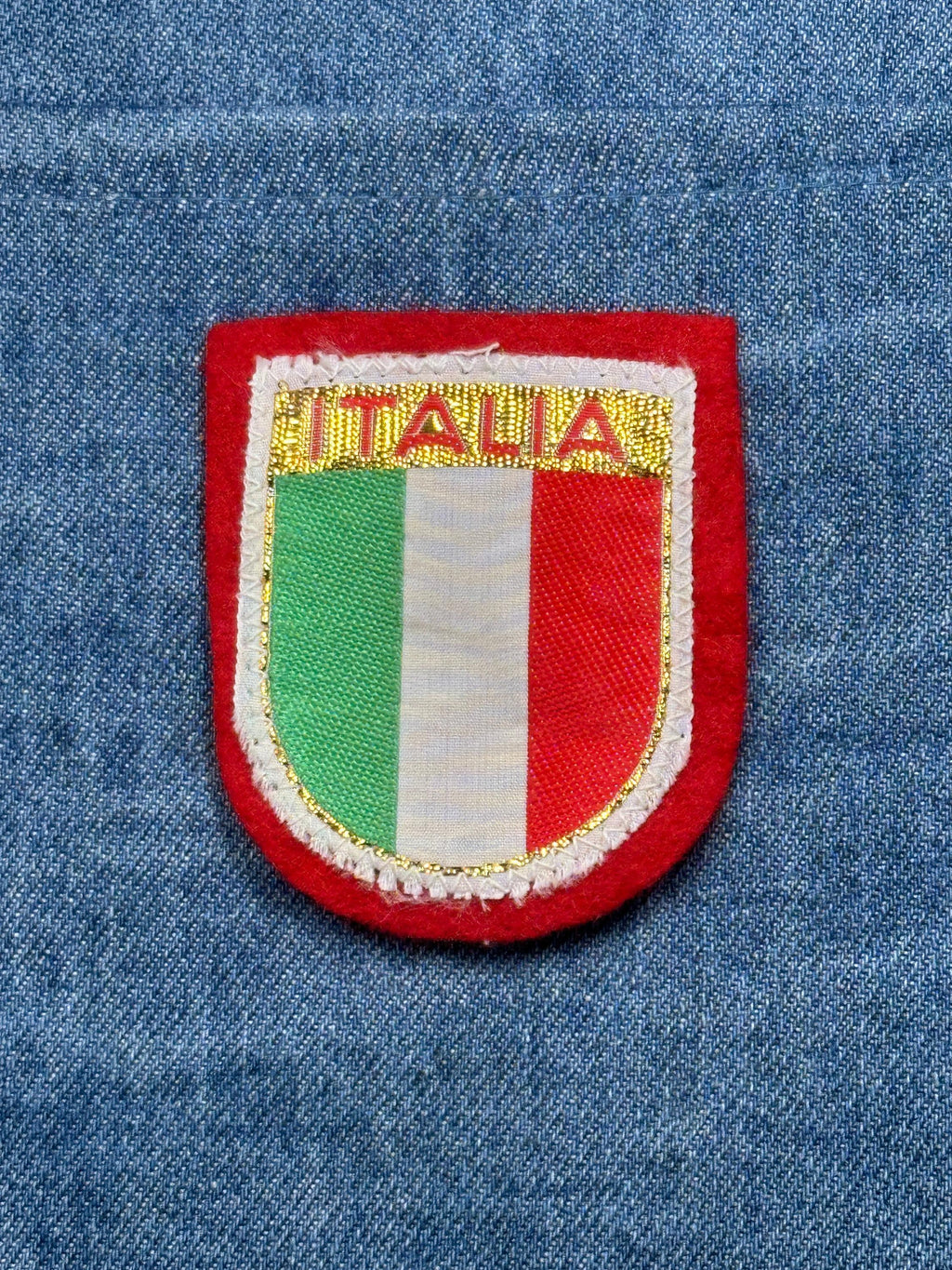Italy Shield Patch: Gold Trim Felt - Vintage Travel Accessory