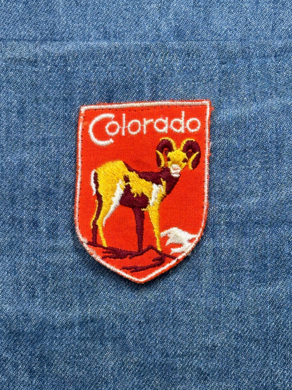 Colorado Bighorn Sheep Patch: Red Shield - State Souvenir Accessory