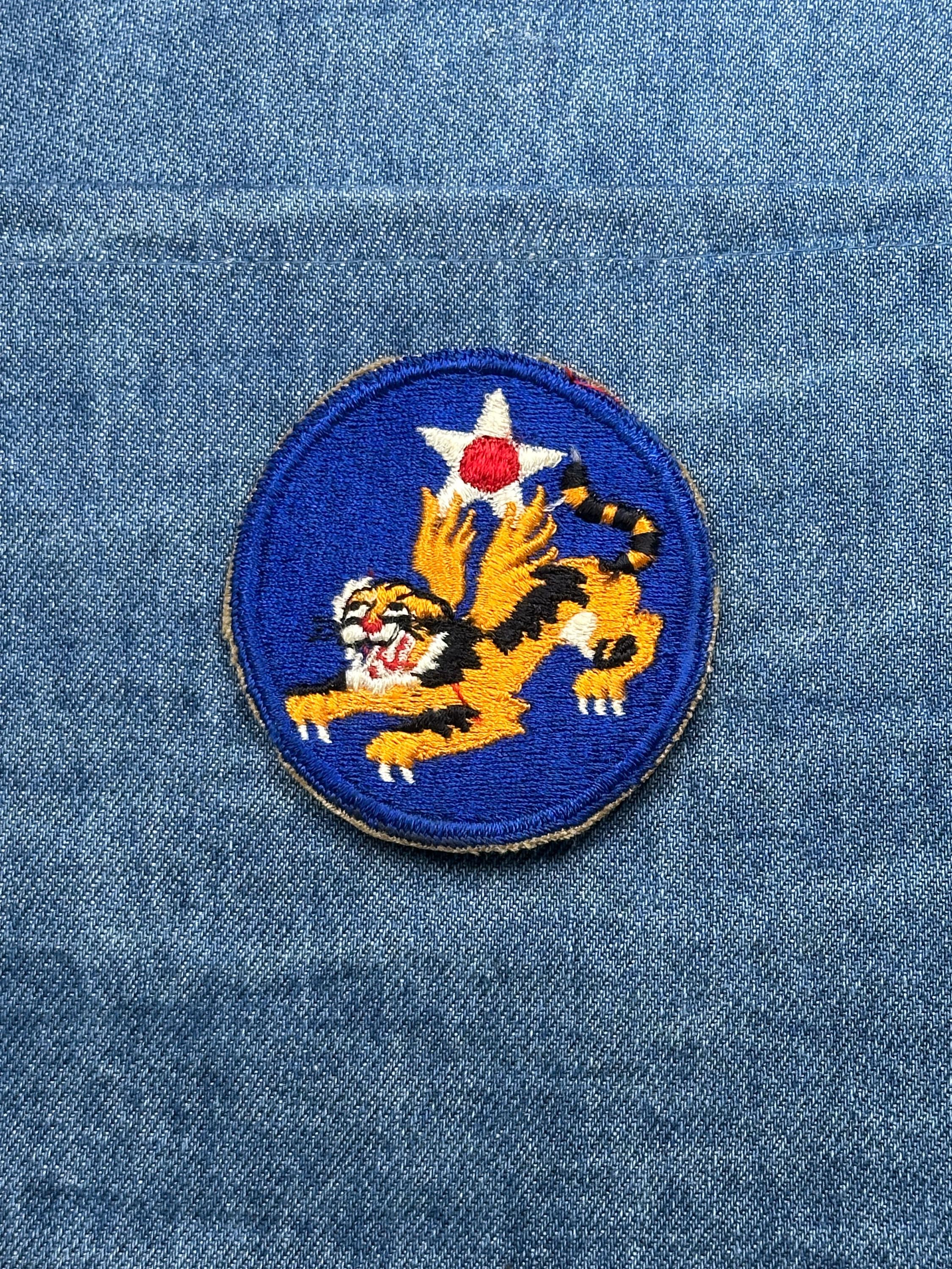 Vintage WWII US 14th Air Force Flying Tiger Embroidered Military Patch