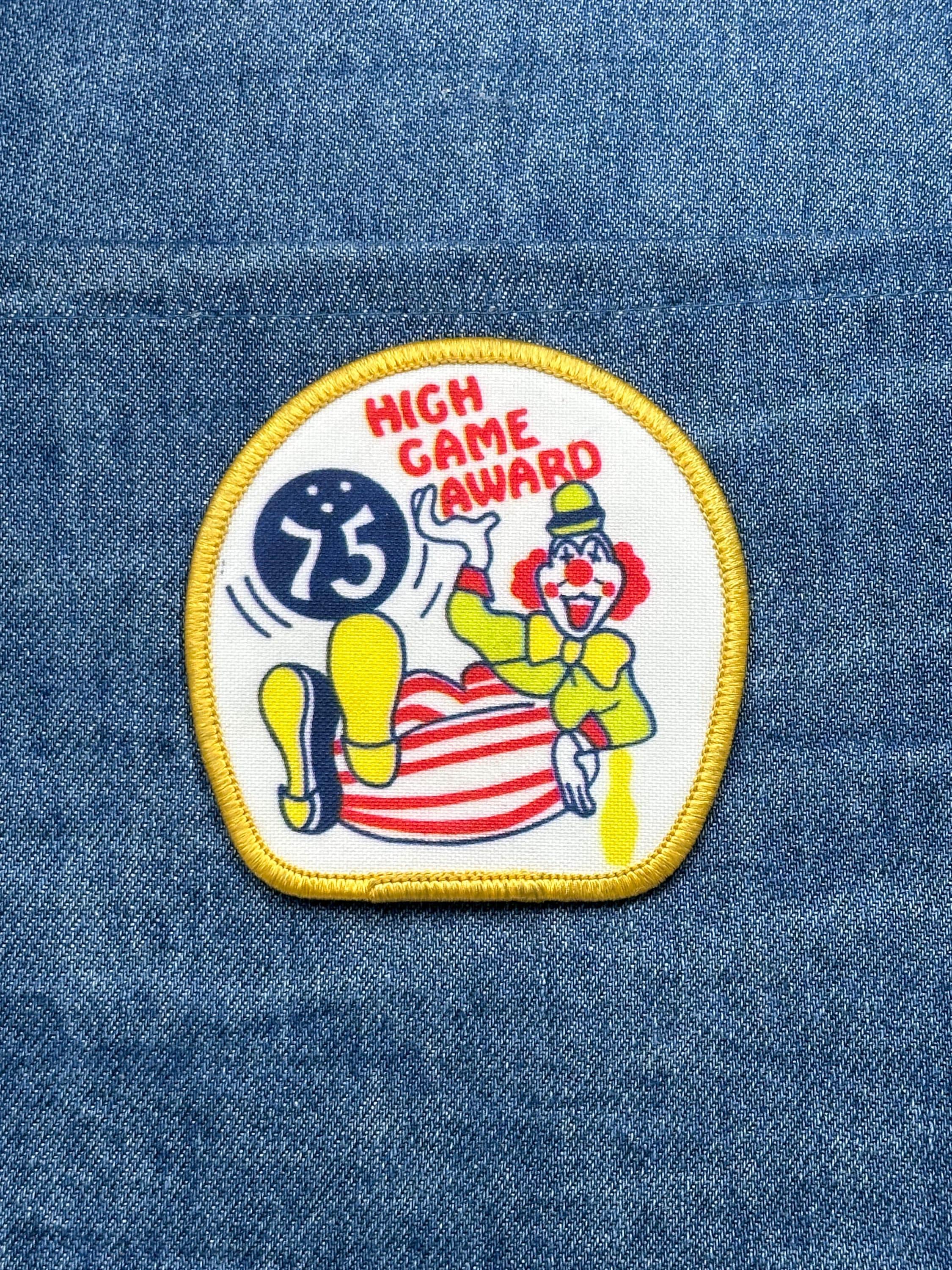 75 High Game Award Patch: Yellow Border - Vintage Bowling Accessory