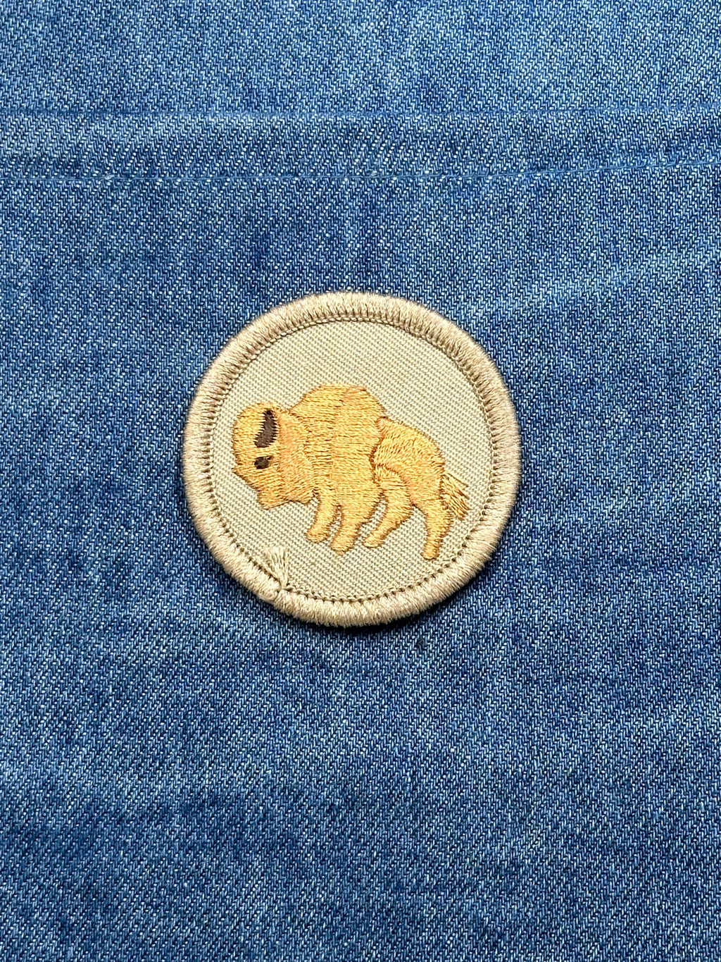 Bison Buffalo Patch: Tan Round - Scouting Nature Accessory