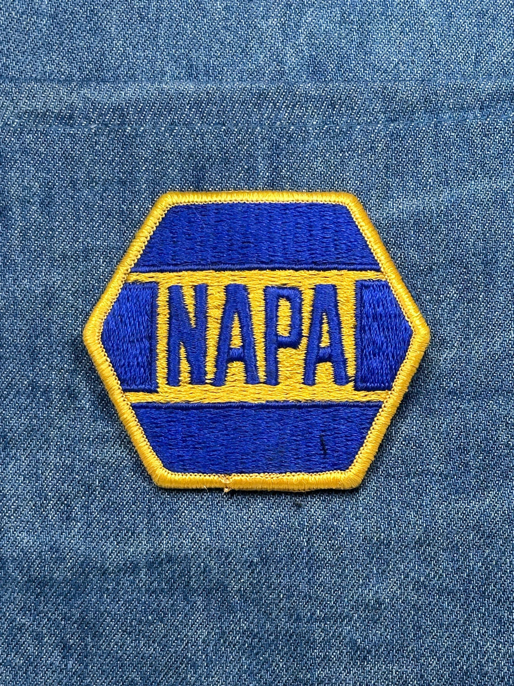NAPA Logo Patch: Blue & Yellow Hex - Vintage Auto Accessory
