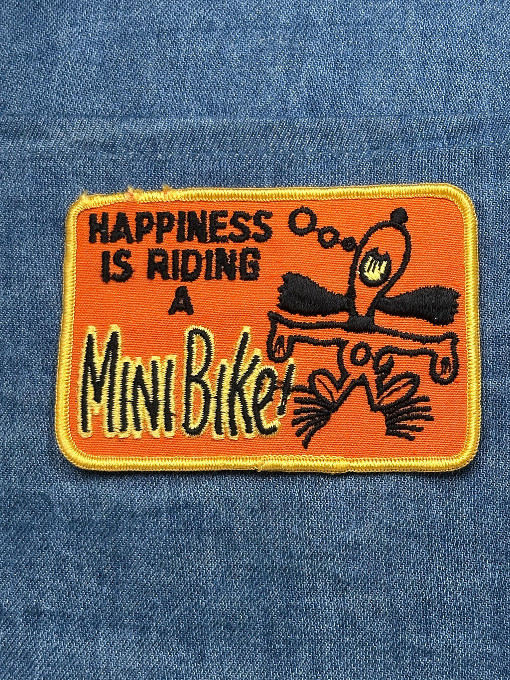 Mini Bike Patch: Orange Novelty - 1970s Biker Accessory