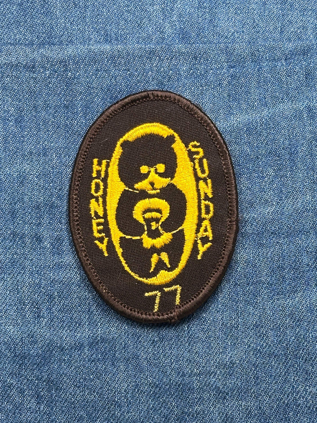 Vintage Honey Sunday 77 Embroidered Patch Brown Yellow Scout Style Patch