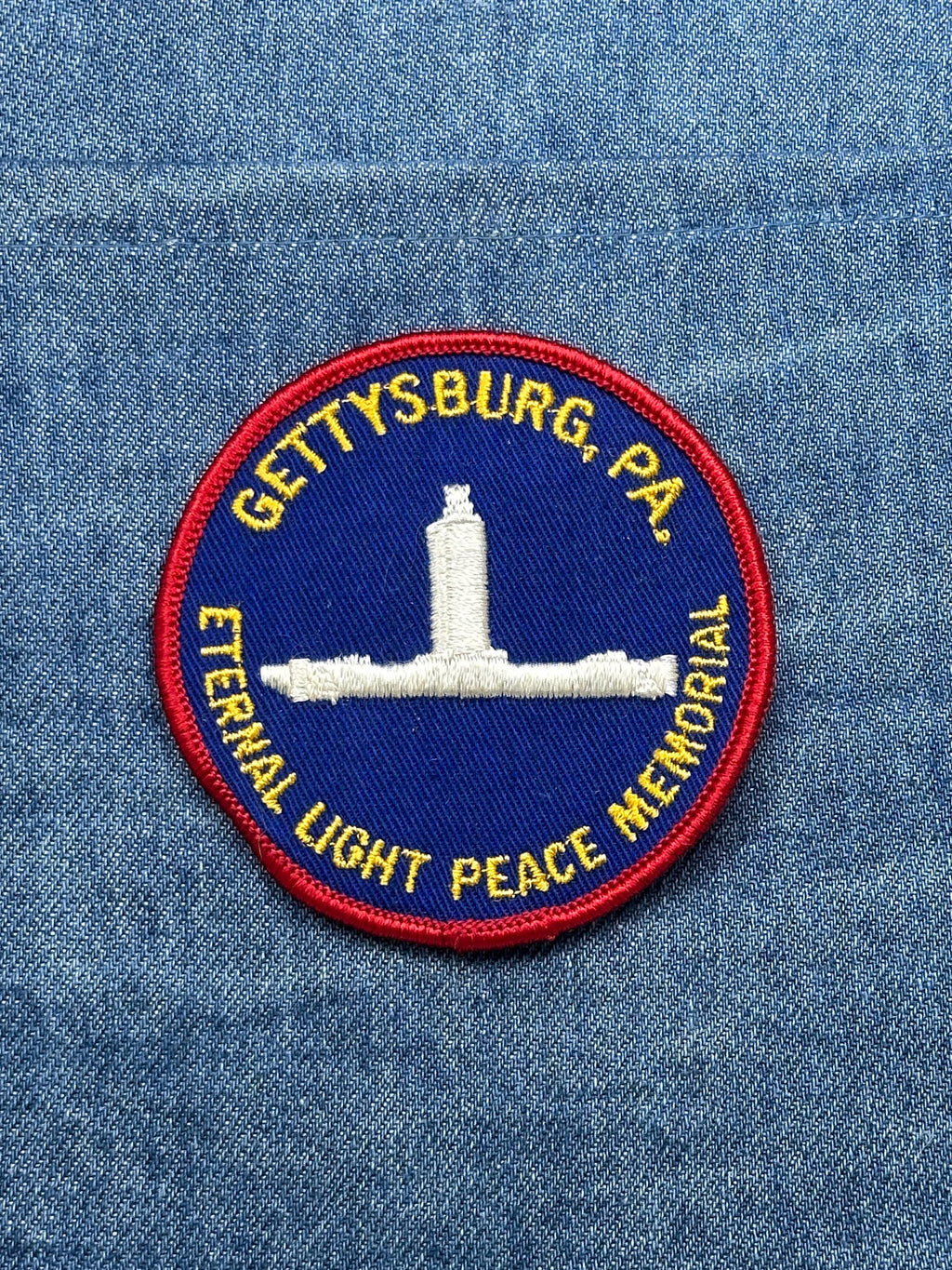 Gettysburg PA Eternal Light Peace Memorial Patch: Red Border - Historic Battlefield Accessory