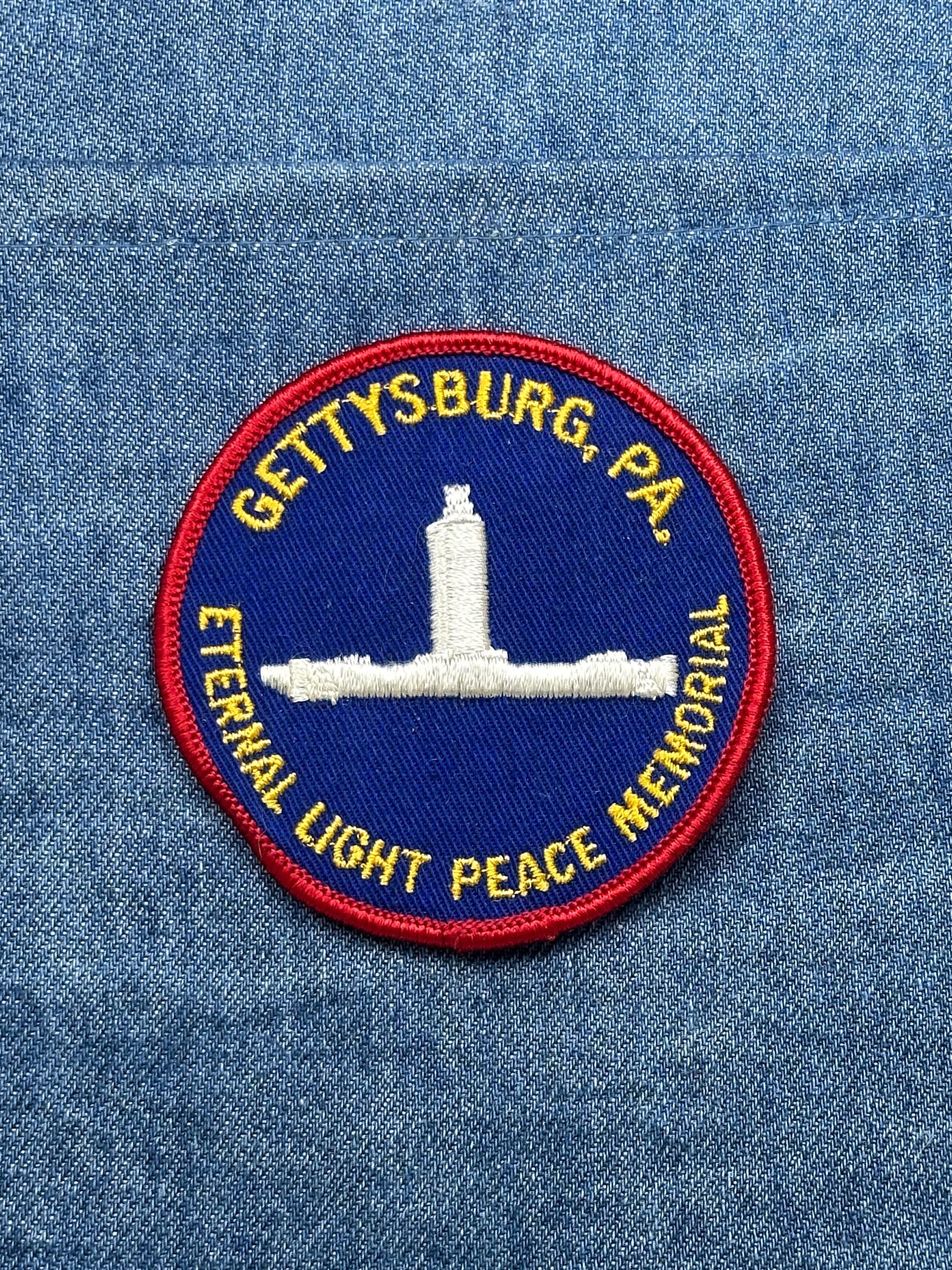 Gettysburg PA Eternal Light Peace Memorial Patch: Red Border - Historic Battlefield Accessory