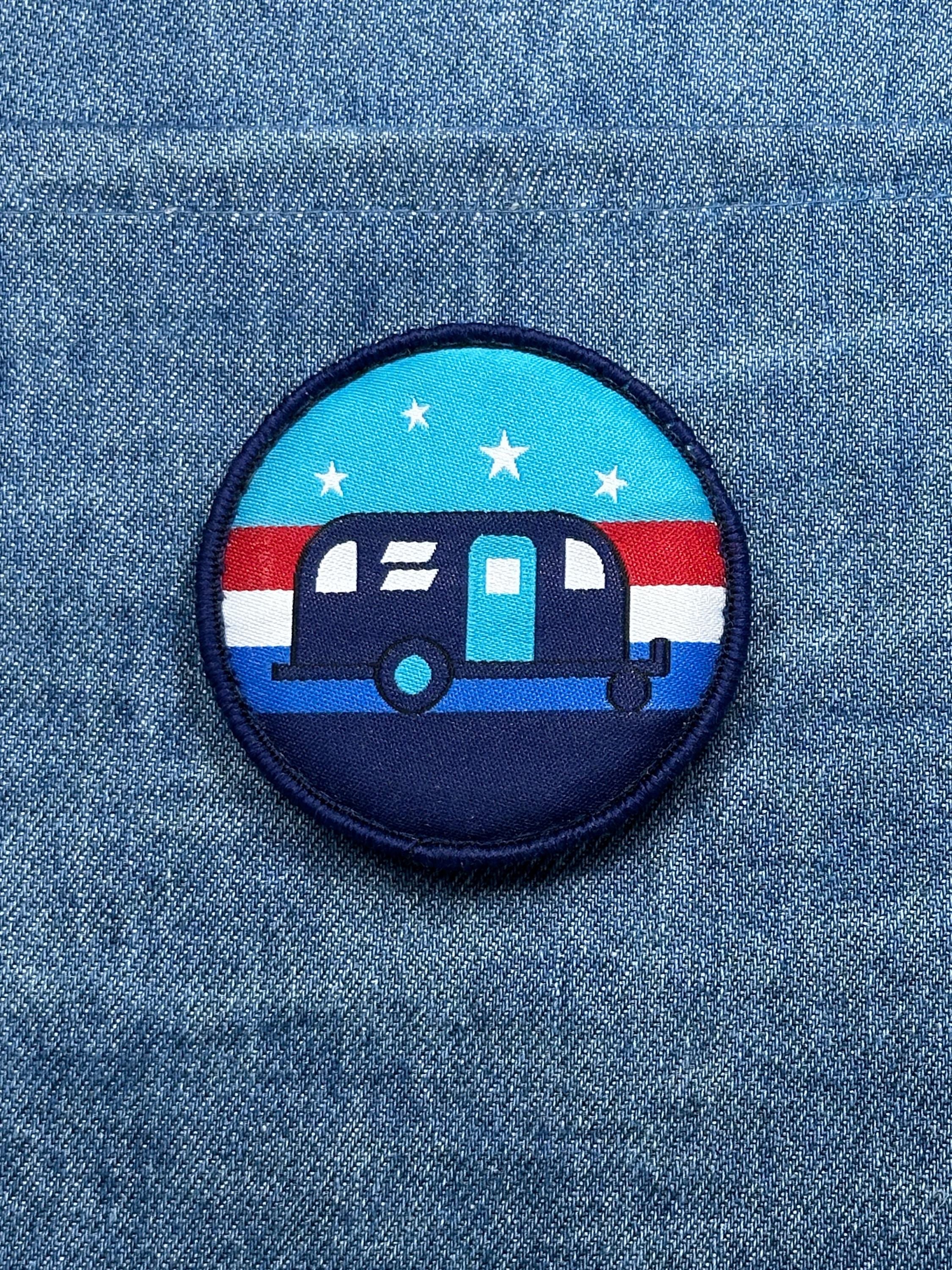 Camper Trailer Patch: Red White Blue Round - RV Camping Accessory
