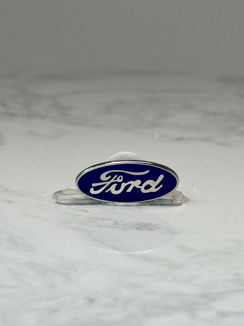 Ford Logo Enamel Pin: Blue Oval Silver Tone - Auto Brand Accessory