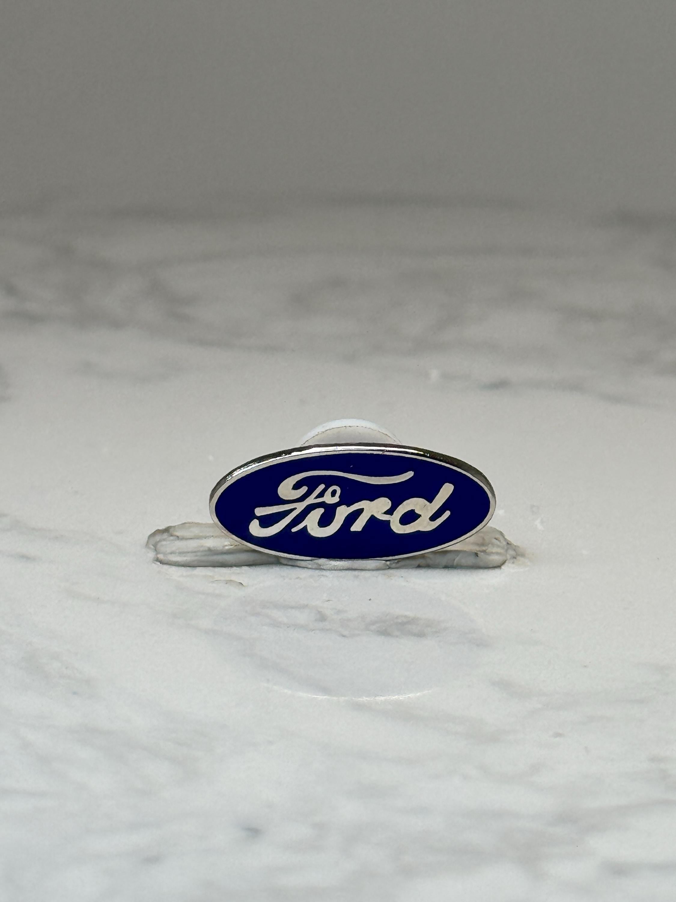 Ford Logo Enamel Pin: Blue Oval Silver Tone - Auto Brand Accessory