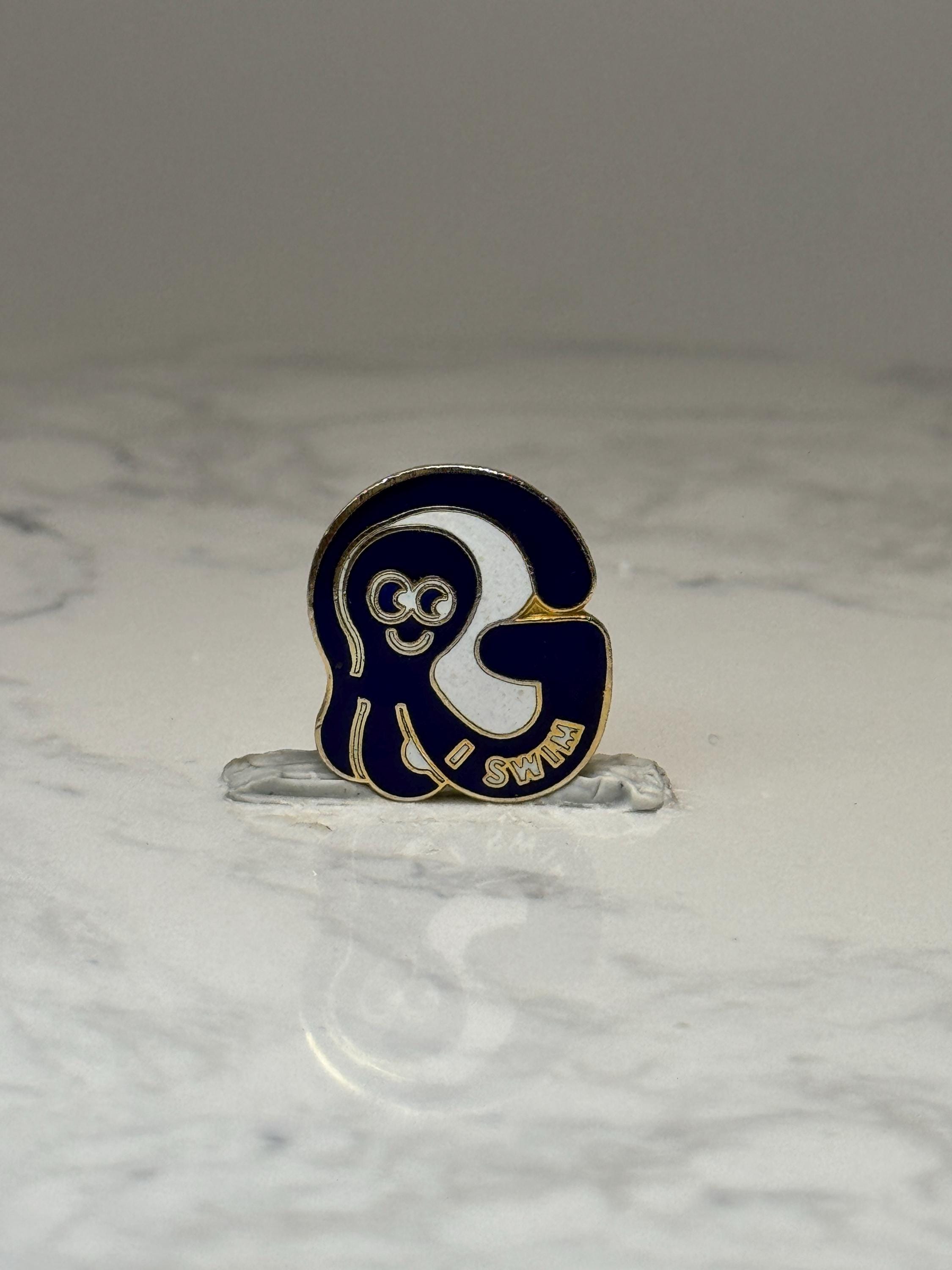 G I Swim Enamel Lapel Pin: Blue & Gold - Swim Team Accessory